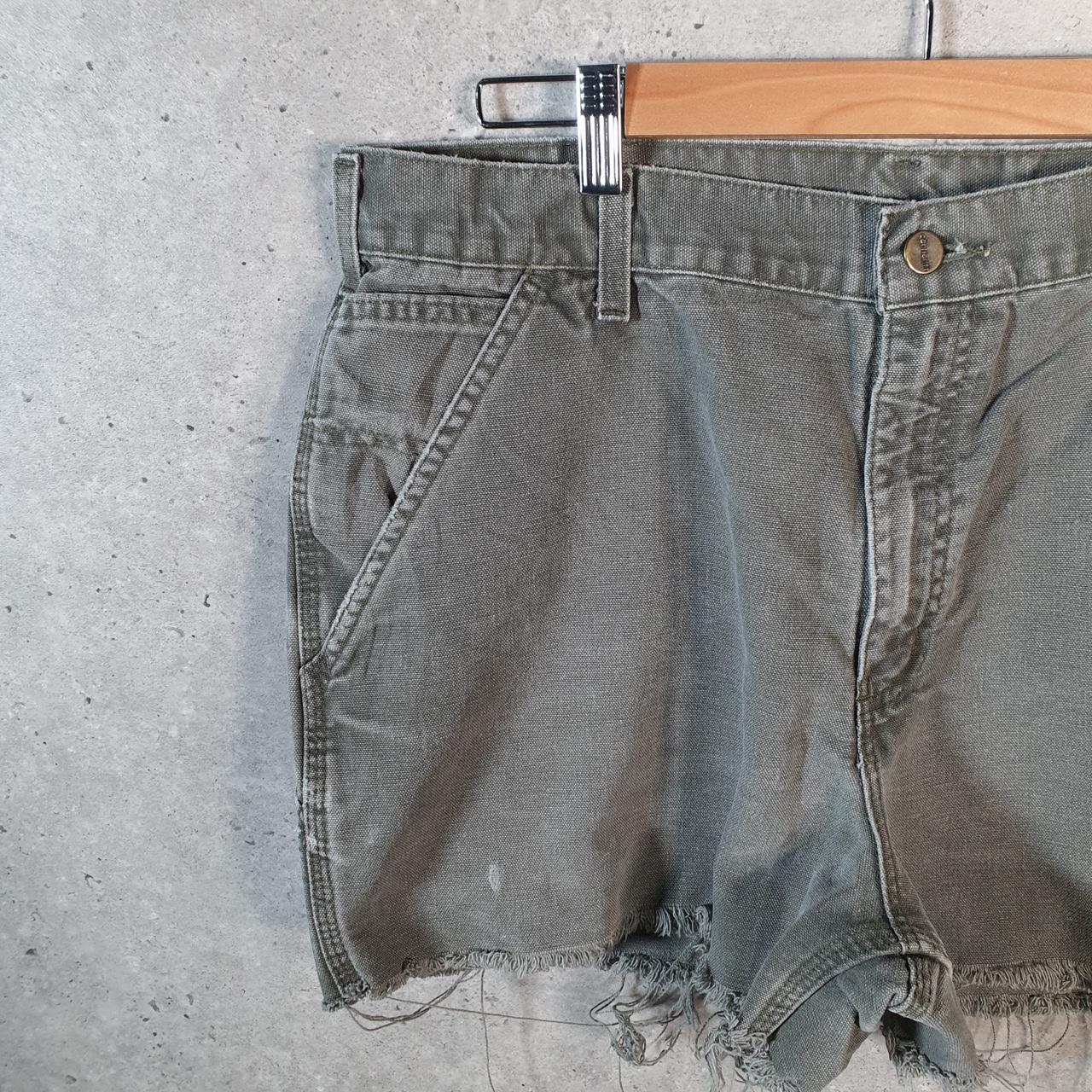 Vintage Carhartt Baggy Carpenter Shorts Jorts Cargo Men’s W36 Khaki Green Relaxed Fit Workwear Big Fish Vintage