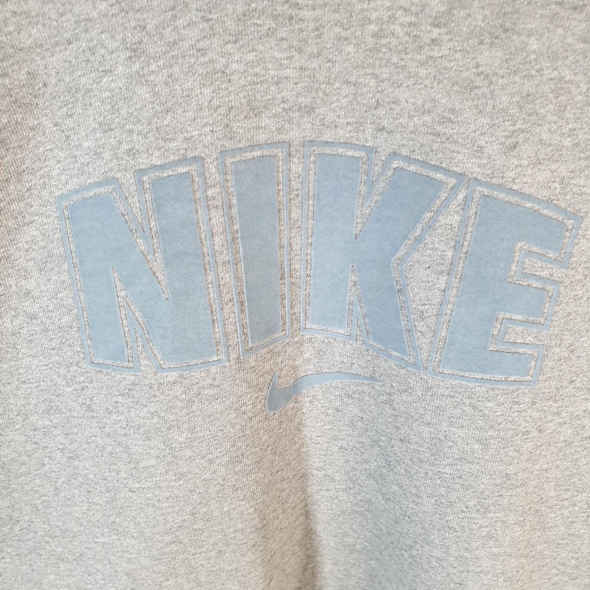 Vintage Nike Spellout Sweatshirt Womens Medium Grey Swoosh Y2K Pullover