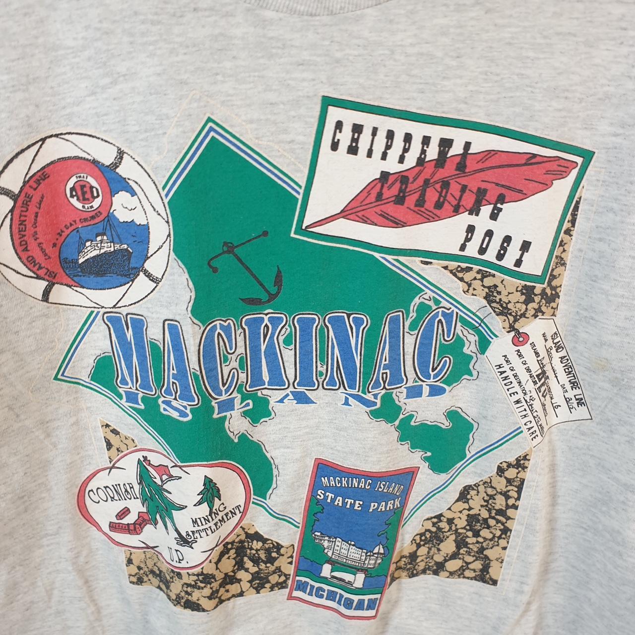 Vintage Mackinac Island Chippewa Trading Post USA Single Stitch T Shirt Men’s Large Grey