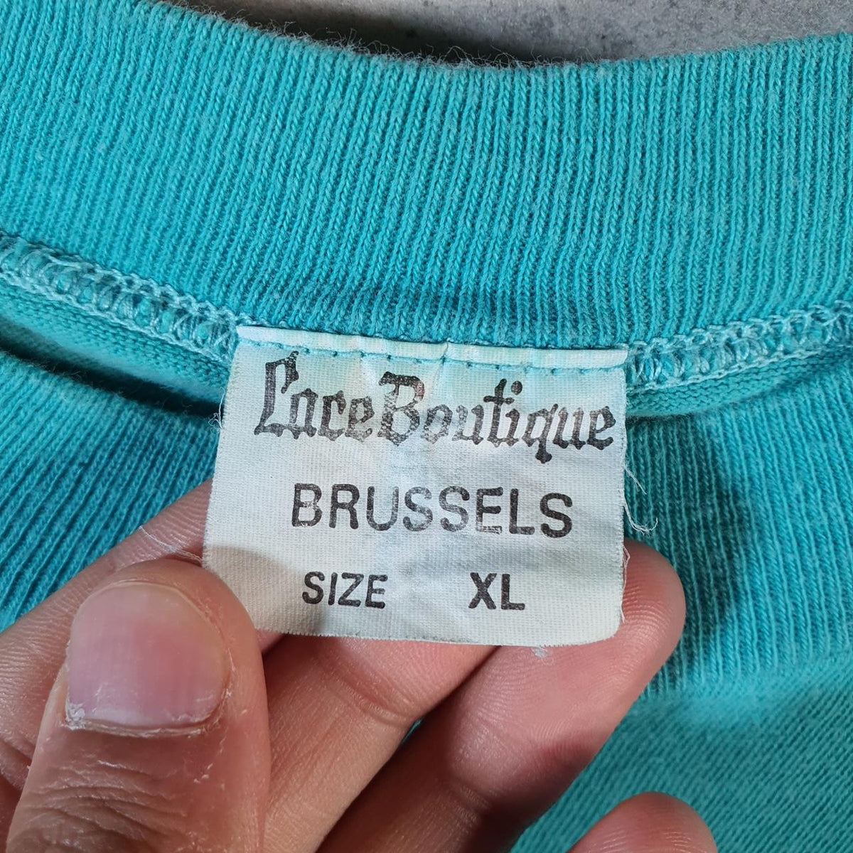 Vintage Lace Boutique Brussels Science 90s USA Single Stitch T Shirt Men’s Small Blue