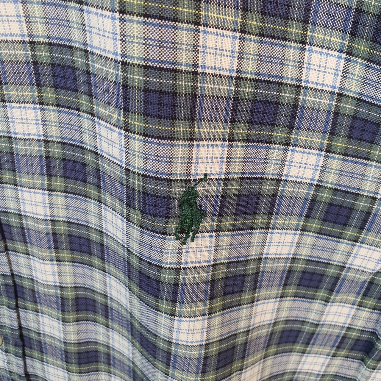 Vintage Ralph Lauren Button Down Shirt Men’s Medium Grey Checkered Custom Fit Pony