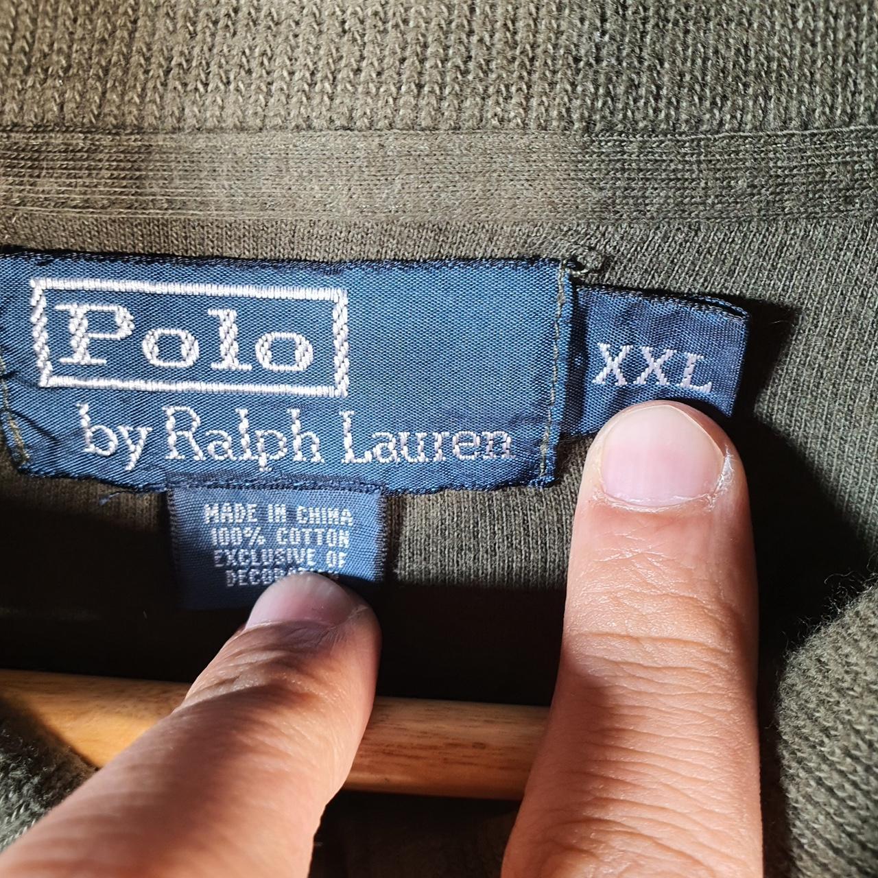 Vintage Ralph Lauren Polo 1/4 Zip Sweatshirt Men’s 2XL Khaki Green Pullover Pony C8838