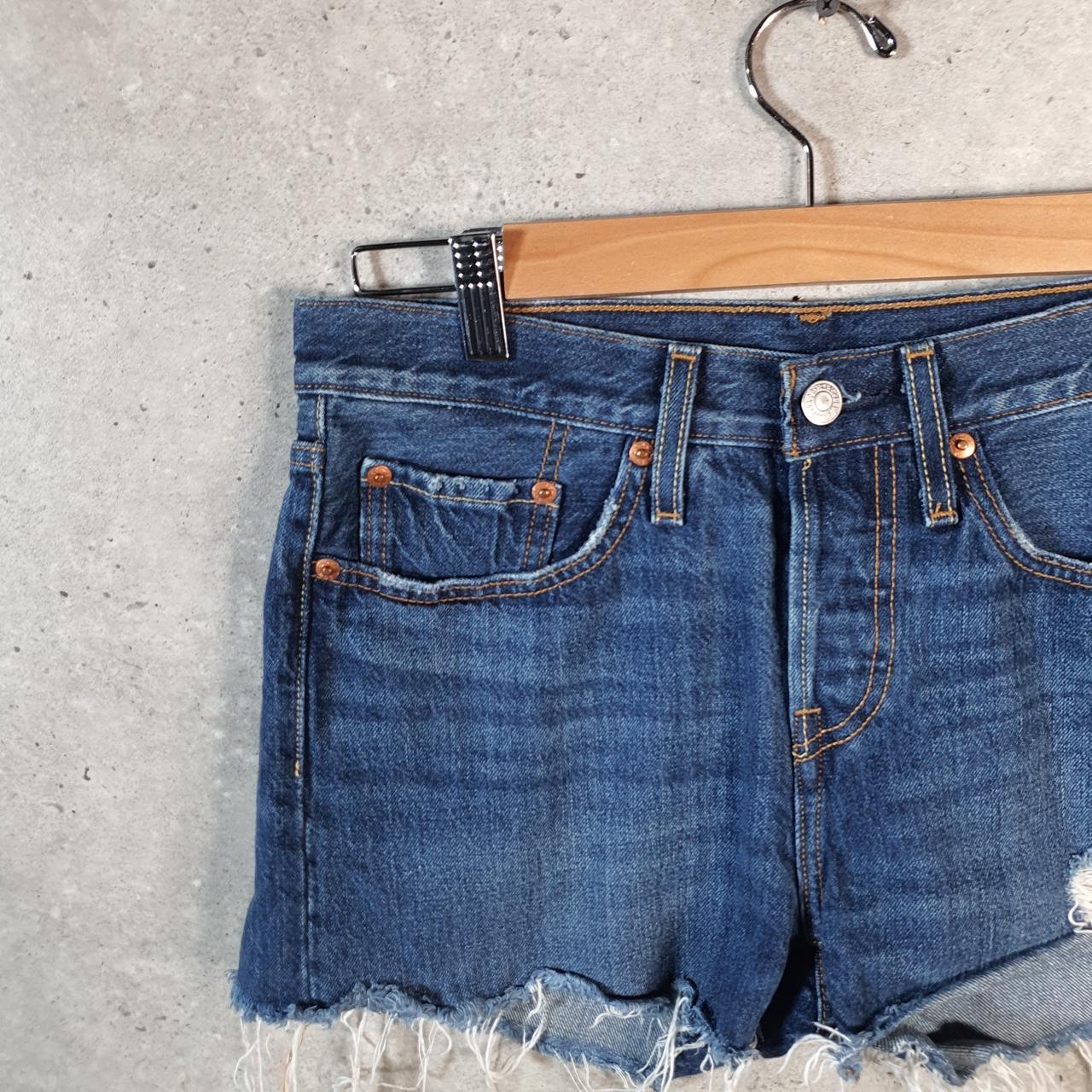Vintage Levi’s 501 Cut Off Baggy Shorts Jorts Cargo Womens W26 Blue Relaxed Denim Big Fish Vintage