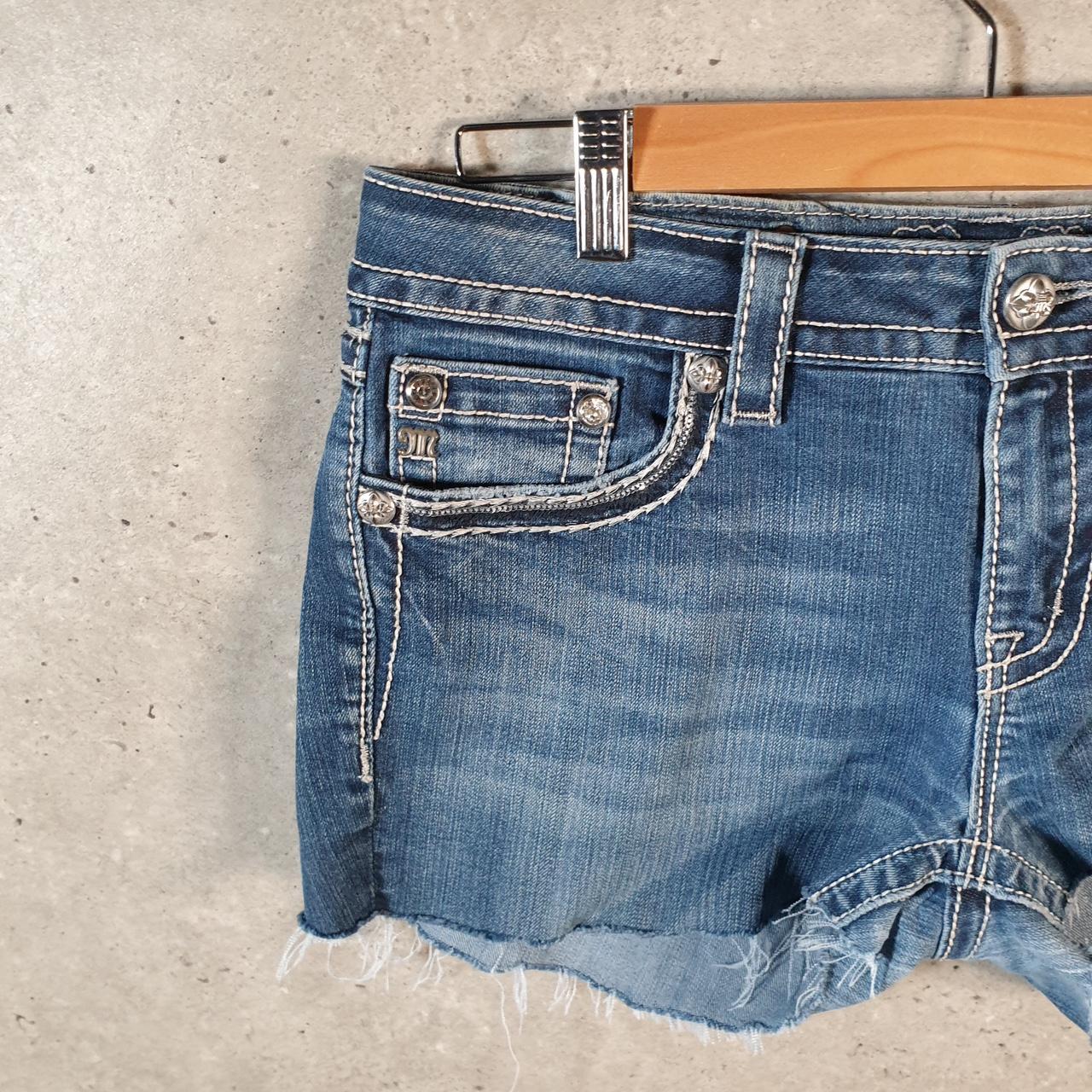 Vintage Miss Me Baggy Y2K Hip Hop Jeans Shorts Jorts Womens W30 Blue Denim Low Rise