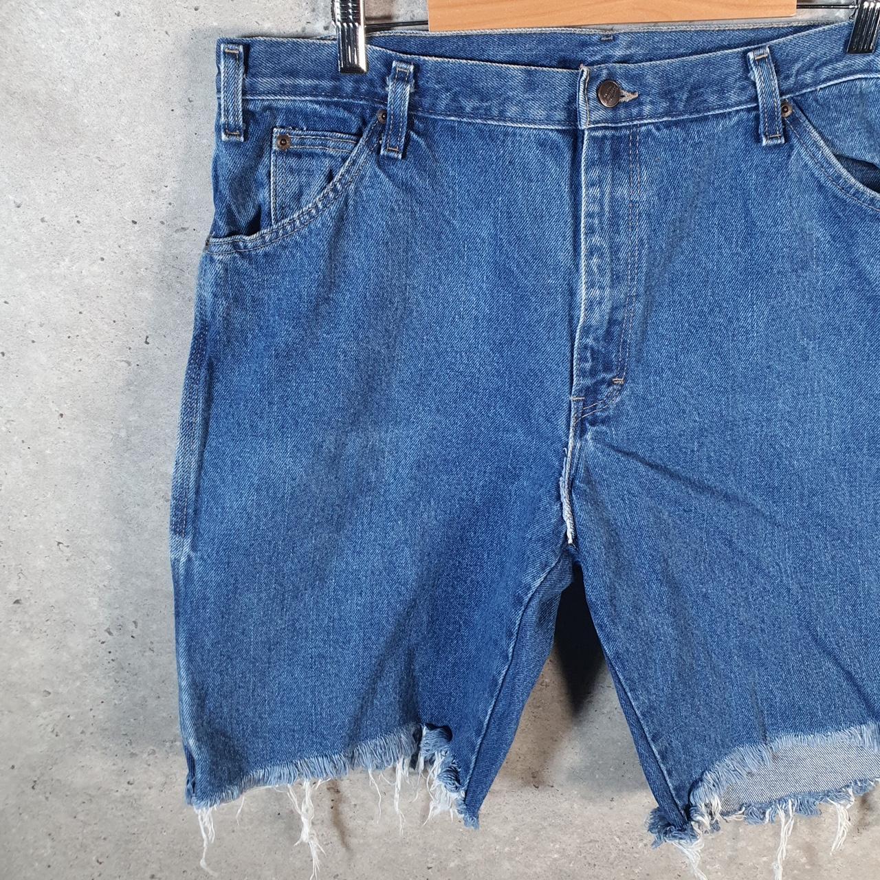 Vintage Dickies Baggy Denim Jean Shorts Jorts Cargo Mens W38 Blue Loose Fit