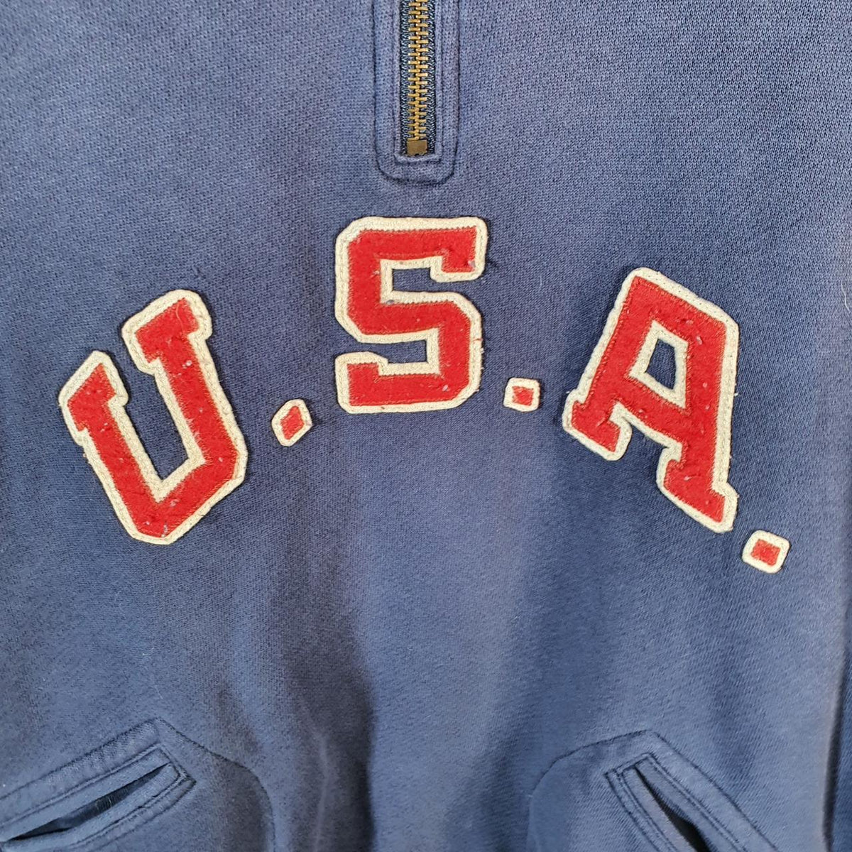 Vintage Ralph Lauren Polo Sweatshirt 2016 Olympics USA Women’s Large Navy Blue 1/4 Zip Pony