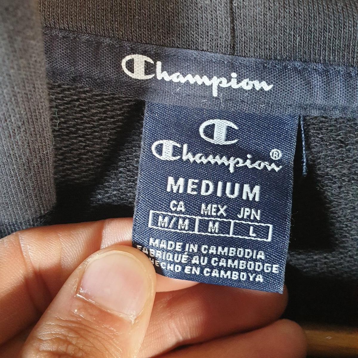 Vintage Champion Hoodie Men’s Medium Black Pro Sport Pullover Spellout Logo