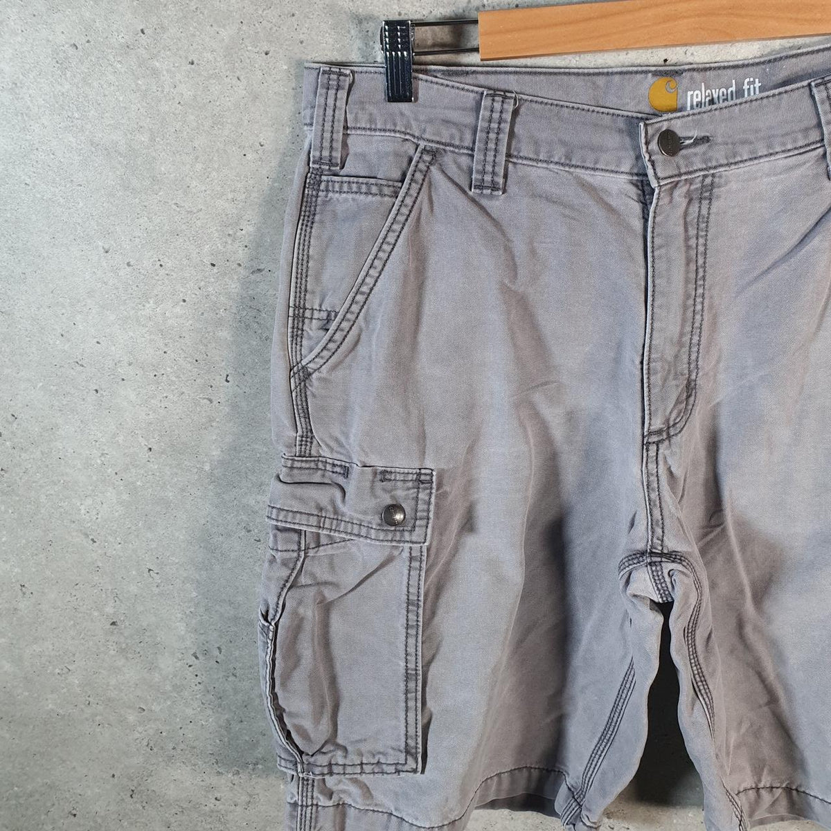 Vintage Carhartt Baggy Carpenter Shorts Jorts Cargo Men’s W36 Grey Relaxed Fit Workwear A4701