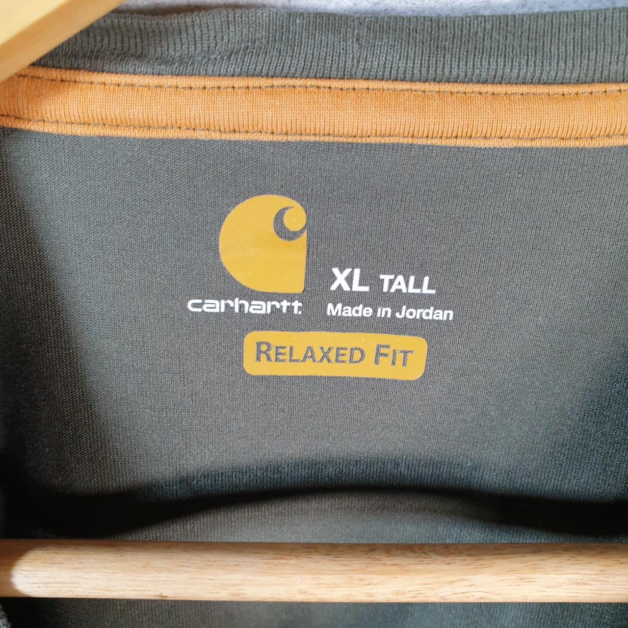 Vintage Carhartt Pocket T Shirt Men’s XL Tall Khaki Green Workwear Chore Utility Relaxed Fit C9190