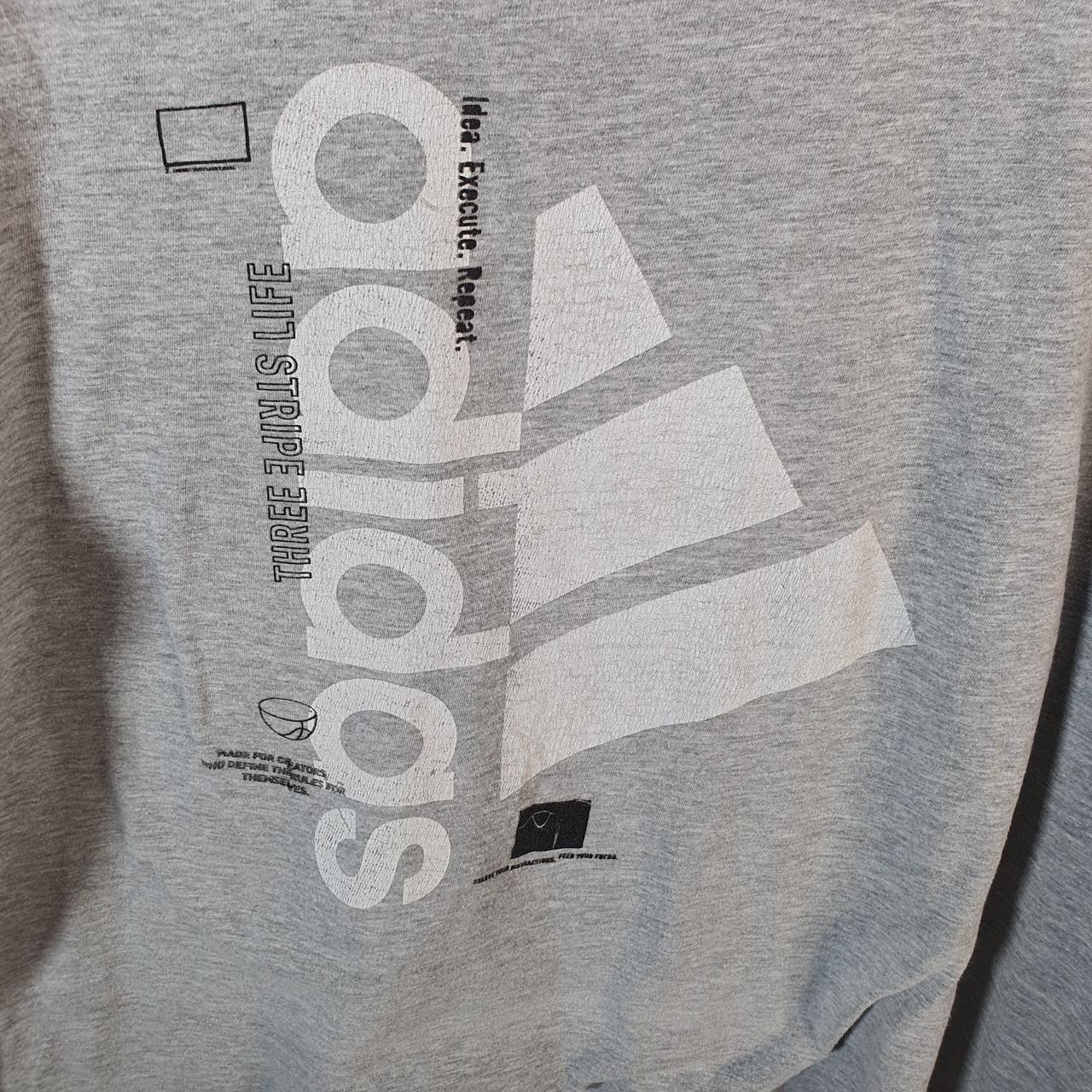 Vintage Adidas Amplifier T Shirt Men’s Large Grey Three Stripes Logo Athletic