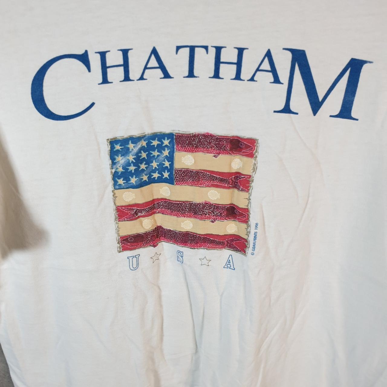 Vintage Hanes Beefy Chatham Gran Prints 1996 USA Single Stitch T Shirt Men’s Medium White Big Fish Vintage