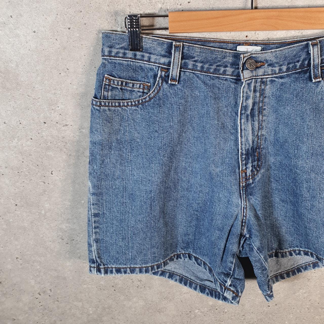 Vintage Calvin Klein Baggy Shorts Jorts Cargo Womens W32 Blue Relaxed Denim