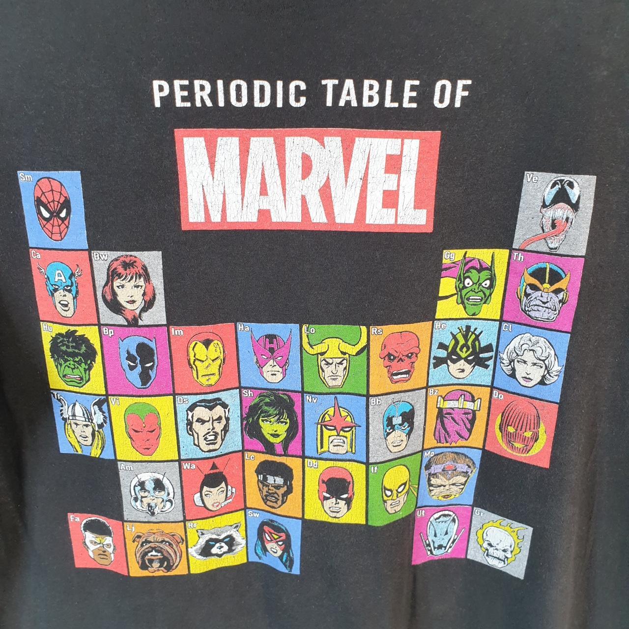 Vintage Marvel Periodic Table T Shirt Men’s Large Black Movie Graphic Cartoon