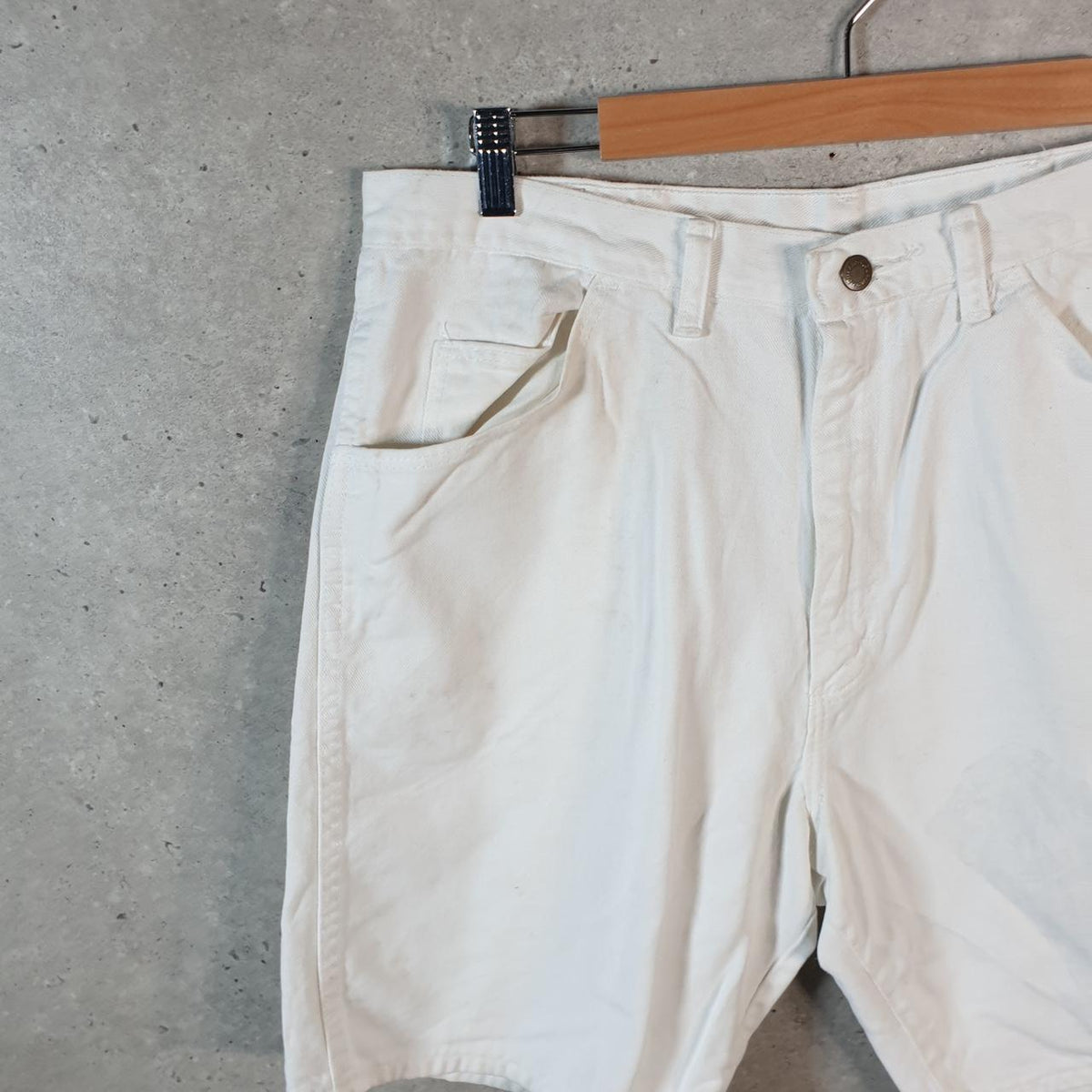 Vintage Wrangler Denim Shorts Jorts Cargo Men’s W36 White Baggy Cotton