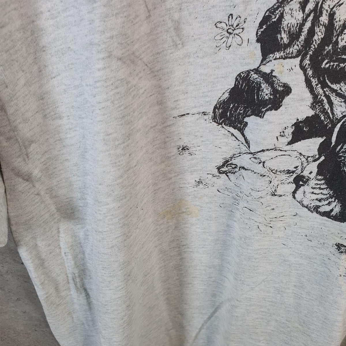 Vintage Best Fruit of the Loom Dog Pug Graphic Single Stitch T Shirt Men’s XL Grey Big Fish Vintage