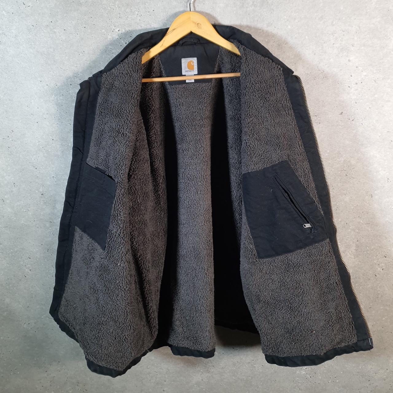 Vintage Carhartt Washed Duck Sherpa Lined Jacket Men’s XL Black Workwear Canvas USA G2107