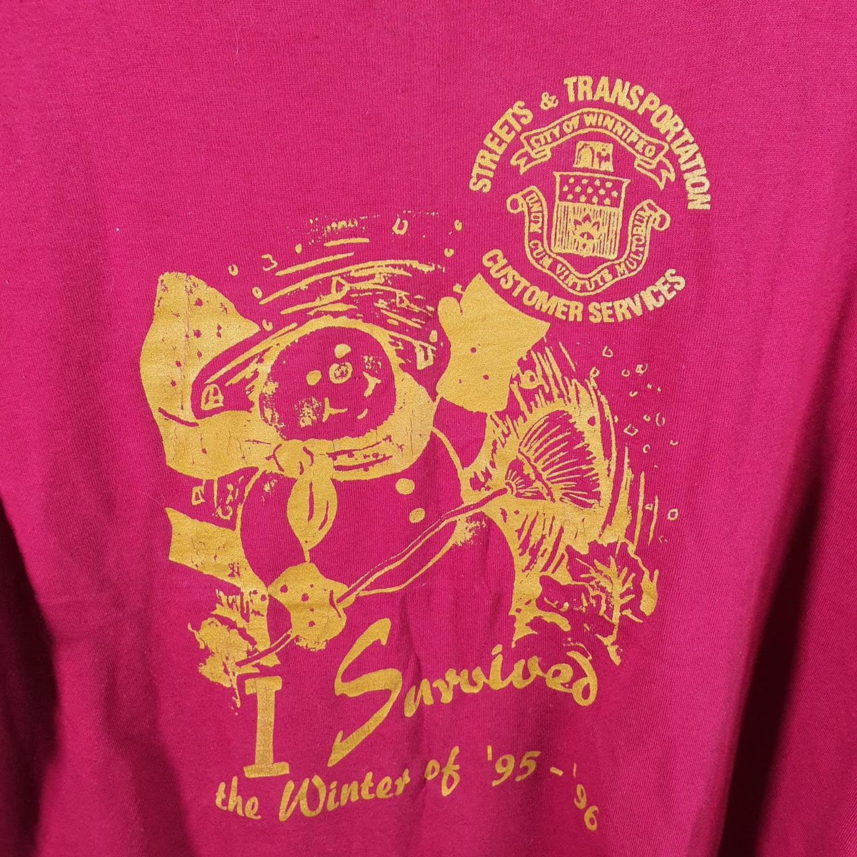 Vintage Fruit of the Loom Winnipeg Winter 1996 Single Stitch T Shirt Men’s XL Red Big Fish Vintage