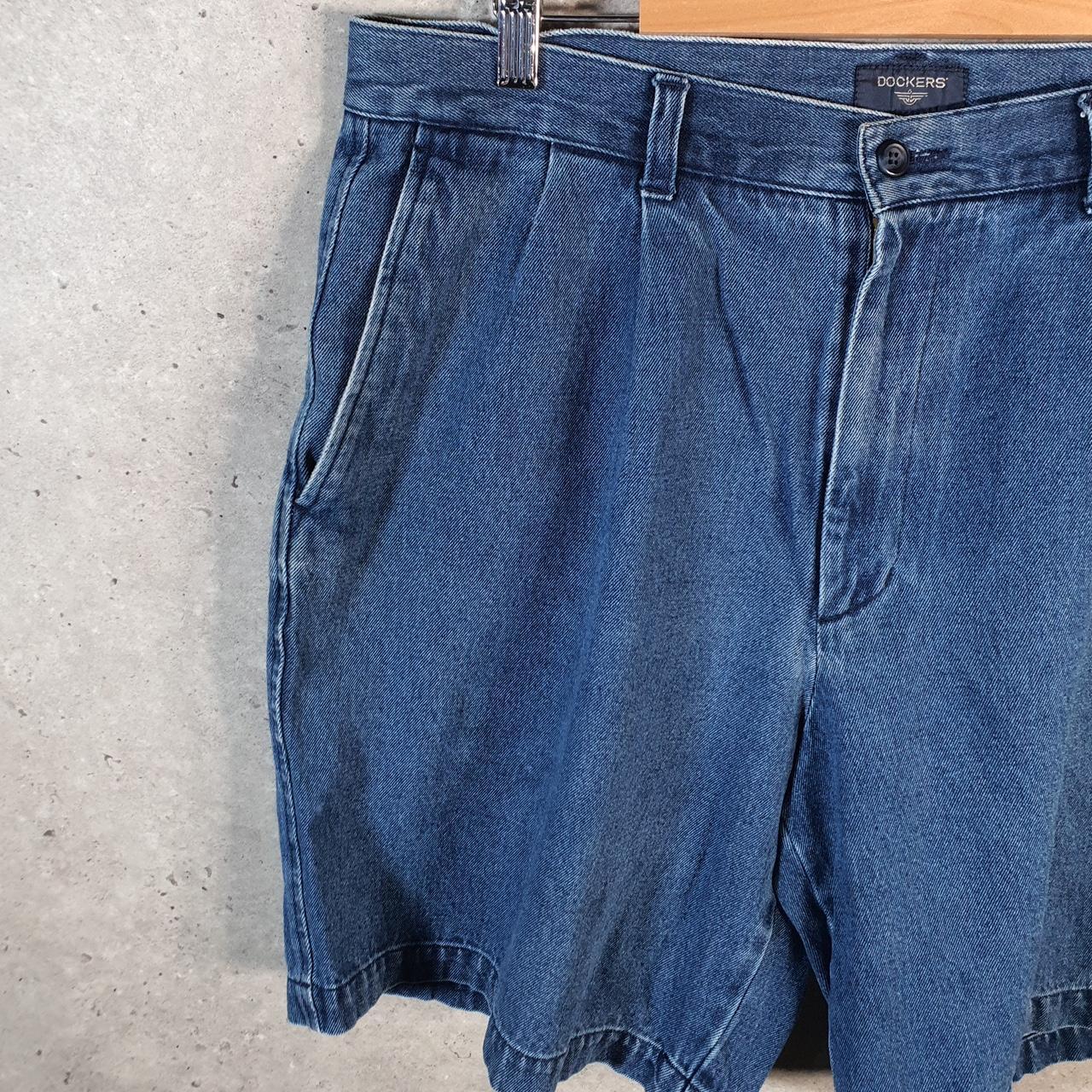 Vintage Dockers Denim Shorts Jorts Cargo Men’s W36 Blue Baggy Cotton