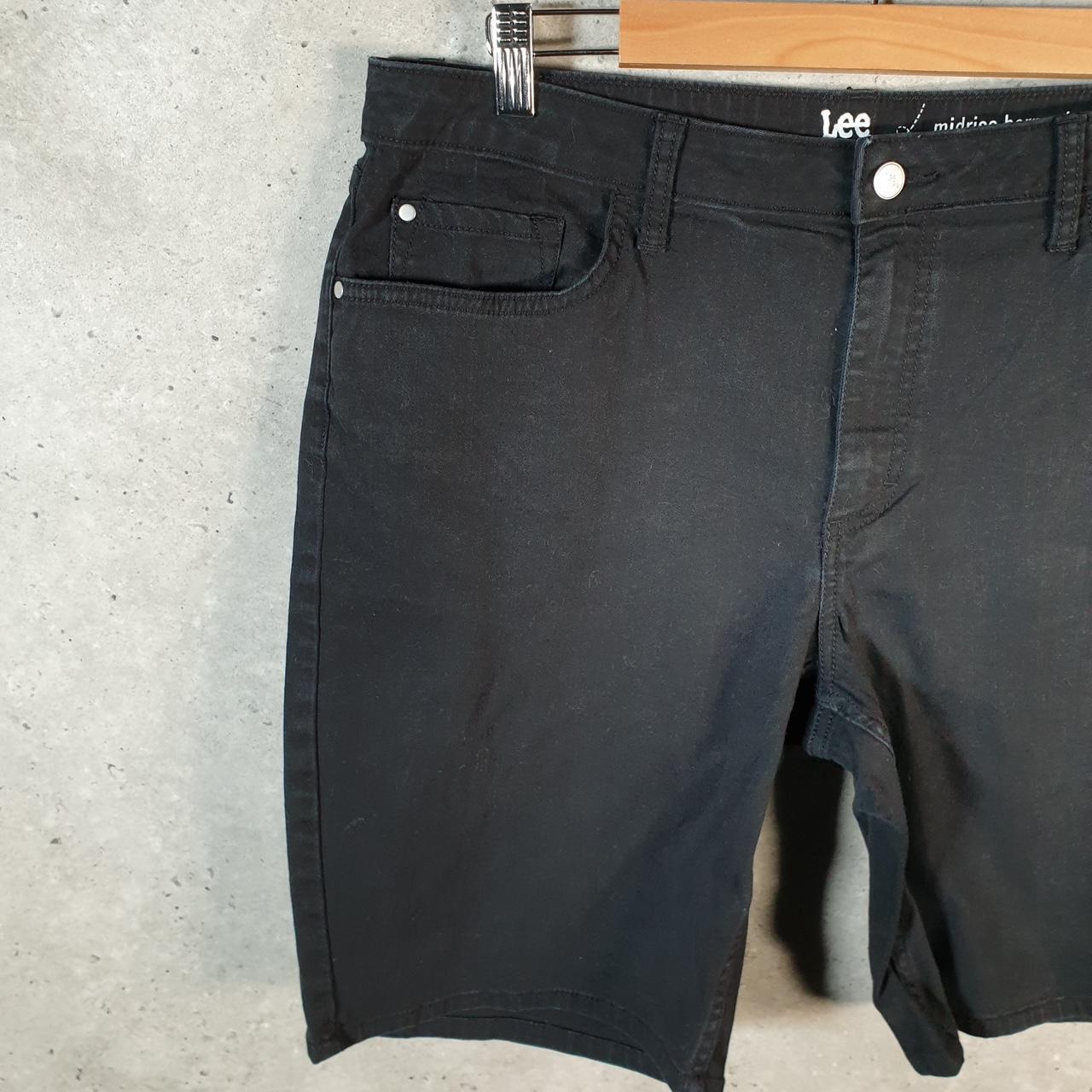 Vintage Lee Baggy Shorts Jorts Cargo Womens W36 Black Denim Relaxed Cargo