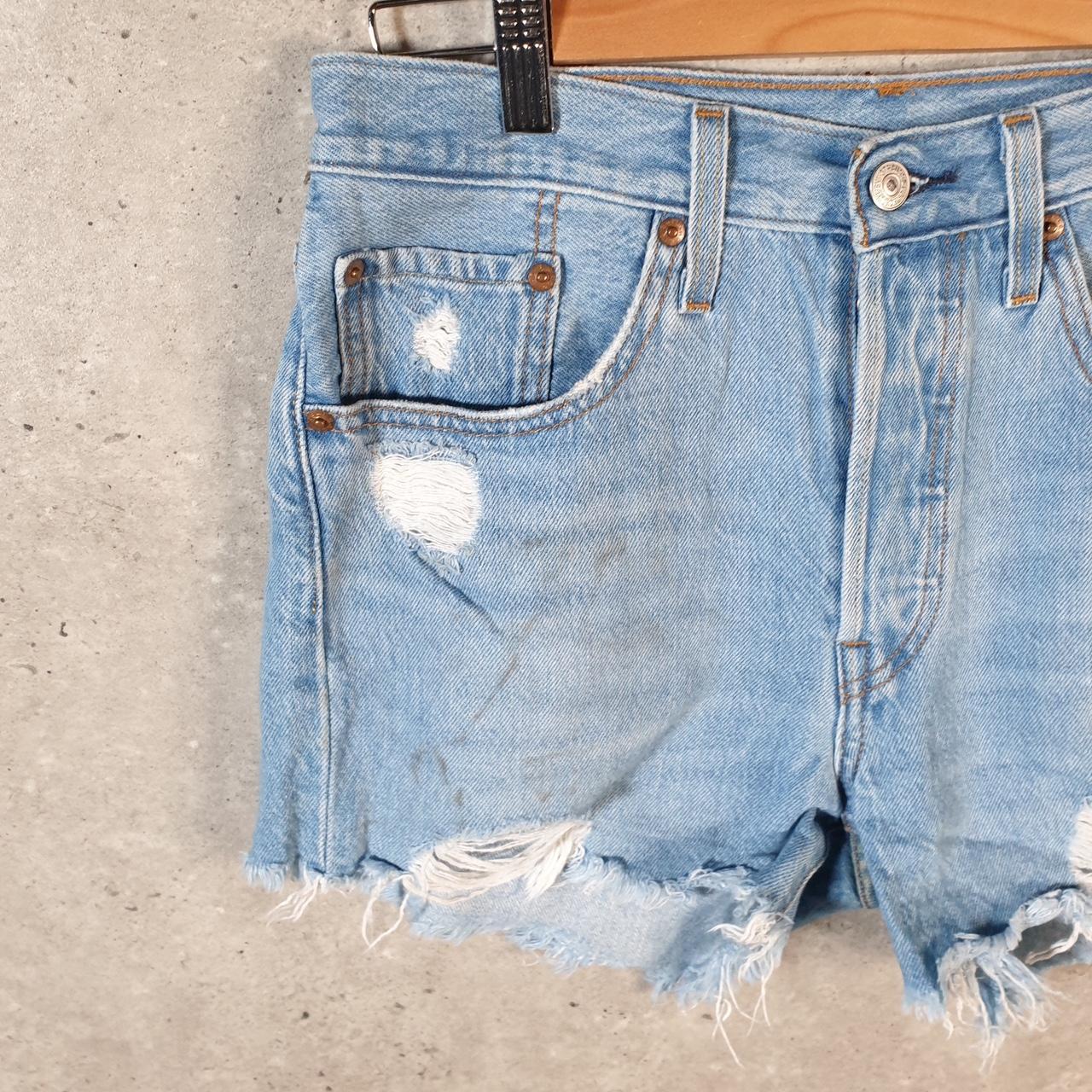 Vintage Levi’s 501 Cut Off Baggy Shorts Jorts Cargo Womens W26 Blue Relaxed Denim