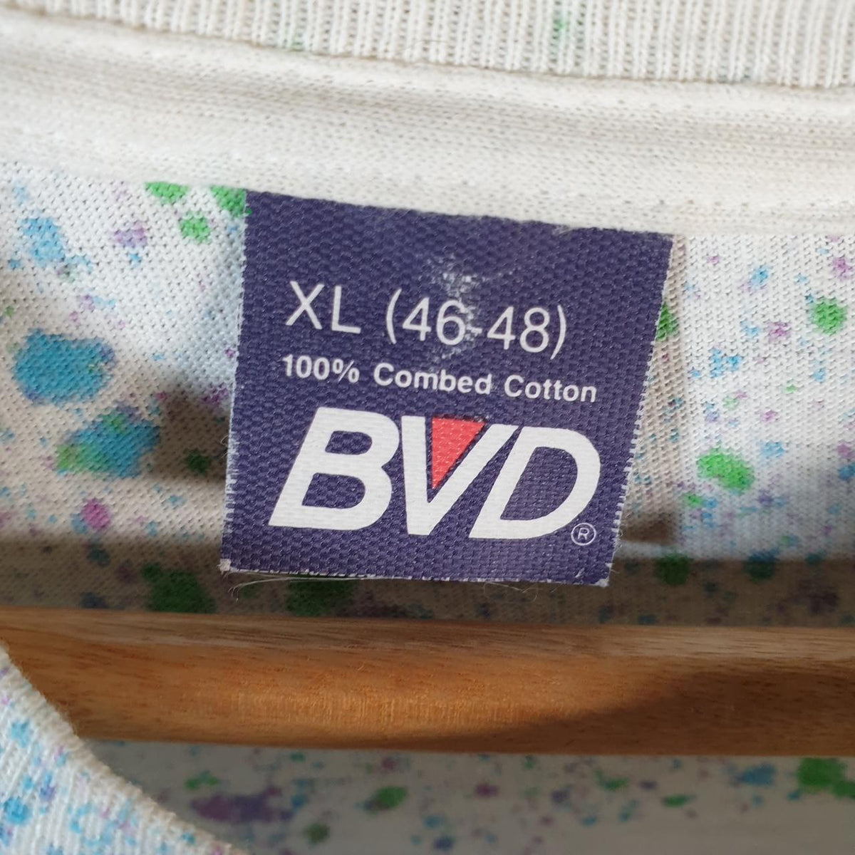 Vintage BVD Dazzling Floral Graphic 90s USA Single Stitch T Shirt Men’s XL Blue Tie Dye