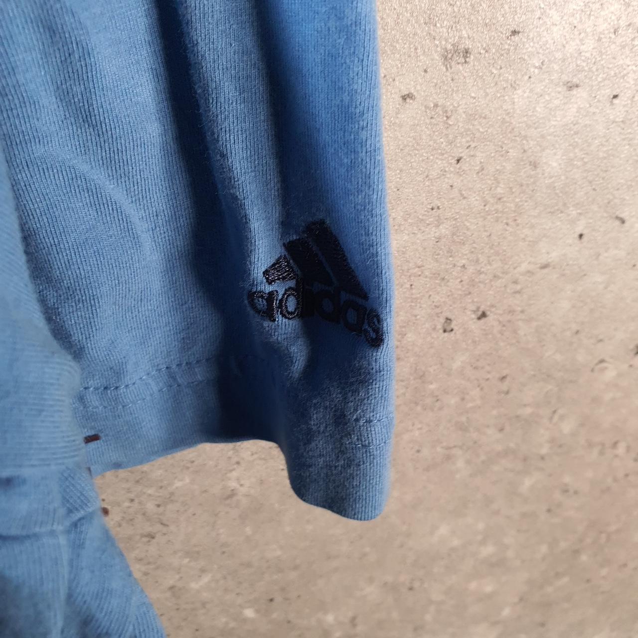 Vintage Adidas T Shirt Men’s Large Blue Three Stripes Athletic Logo