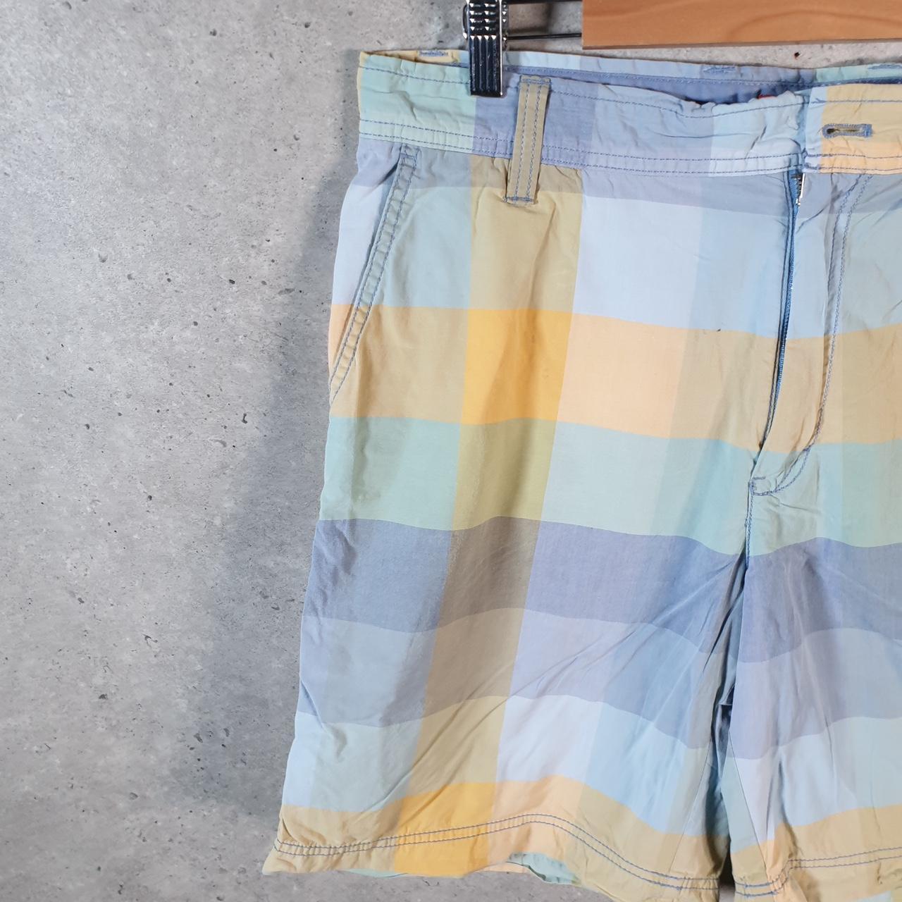 Vintage Izod Golf Chino Shorts Jorts Cargo Men’s W34 Blue Checkered Baggy Cotton