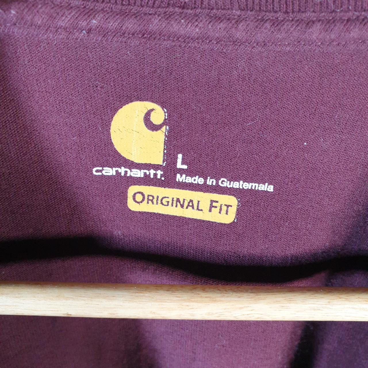 Vintage Carhartt Pocket T Shirt Men’s Large Burgundy Red Workwear Chore Utility Original Fit C9348