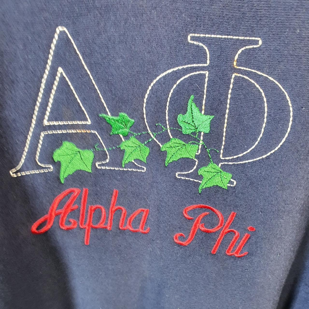 Vintage Lee Crossgrain Sweatshirt Men’s XL Navy Blue USA Alpha Phi Embroidered