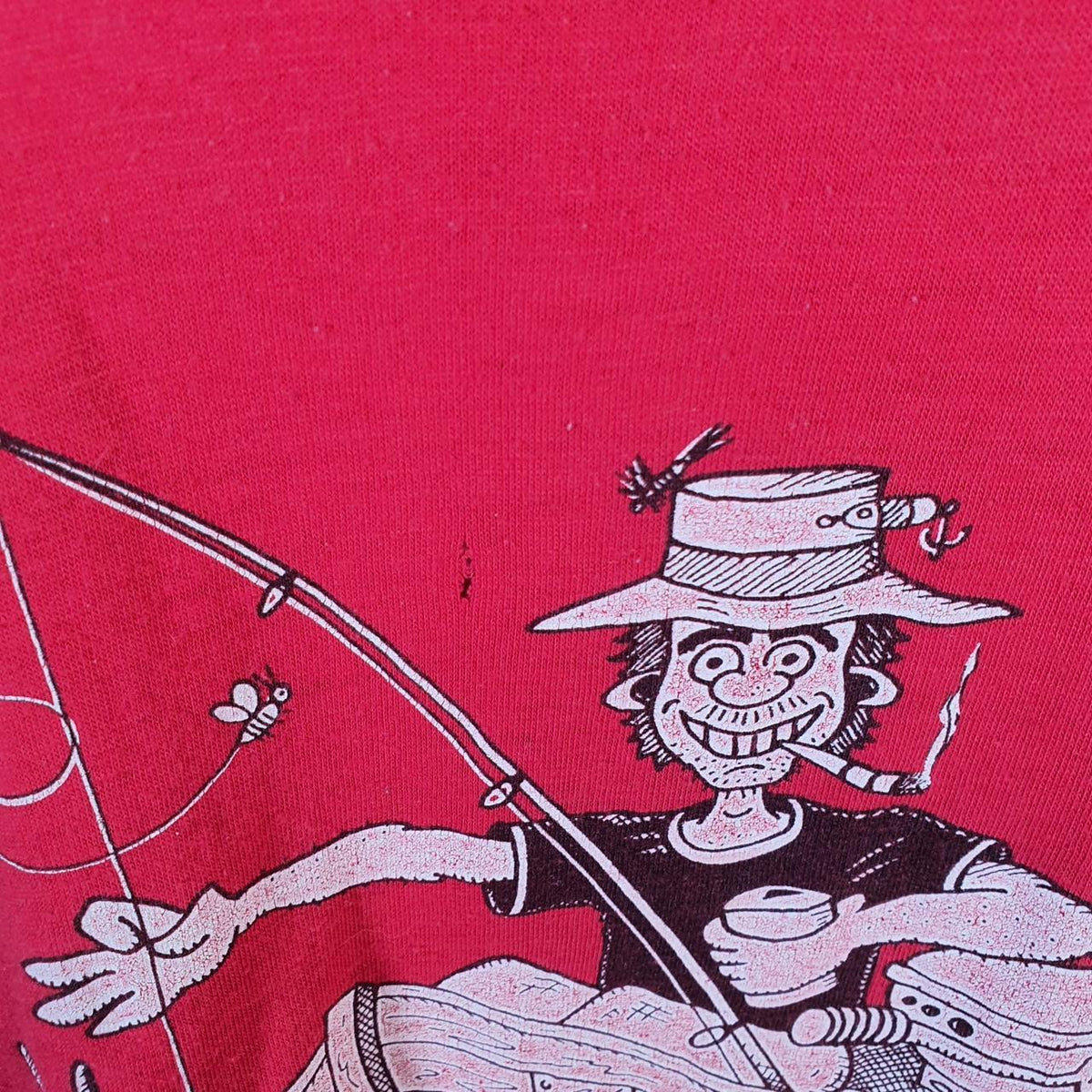 Vintage Platinum Ts Fishing Smoking 90s USA Single Stitch T Shirt Men’s Medium Red