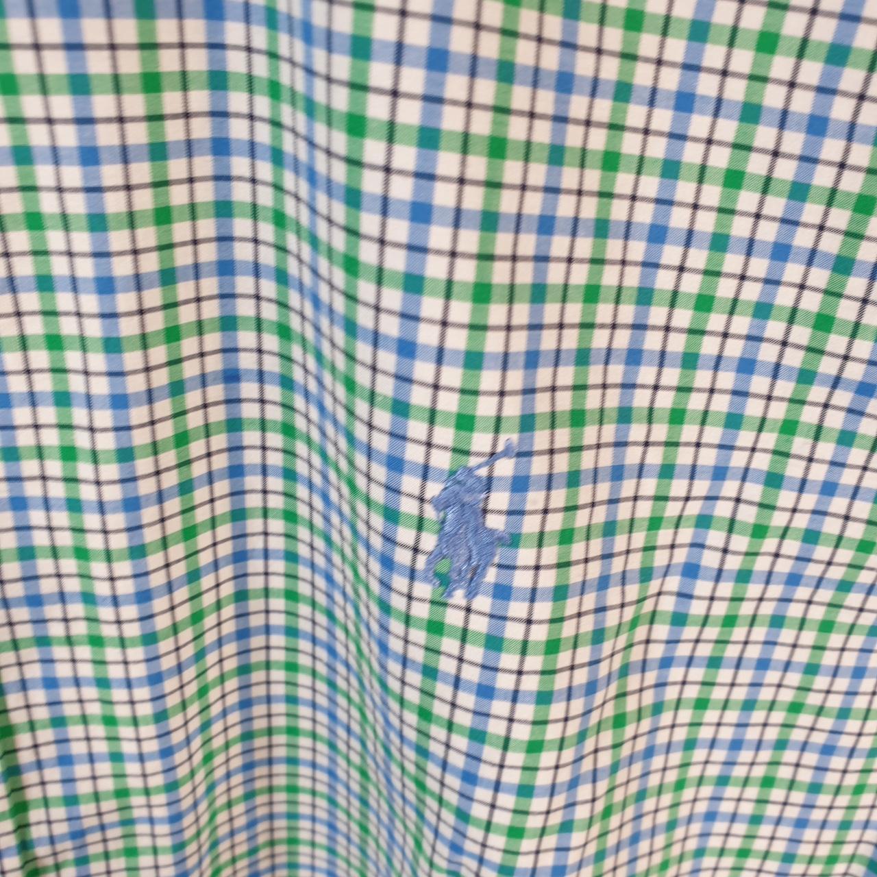 Vintage Ralph Lauren Button Down Shirt Men’s Large Green Checkered Stretch Fit Pony Cotton Big Fish Vintage