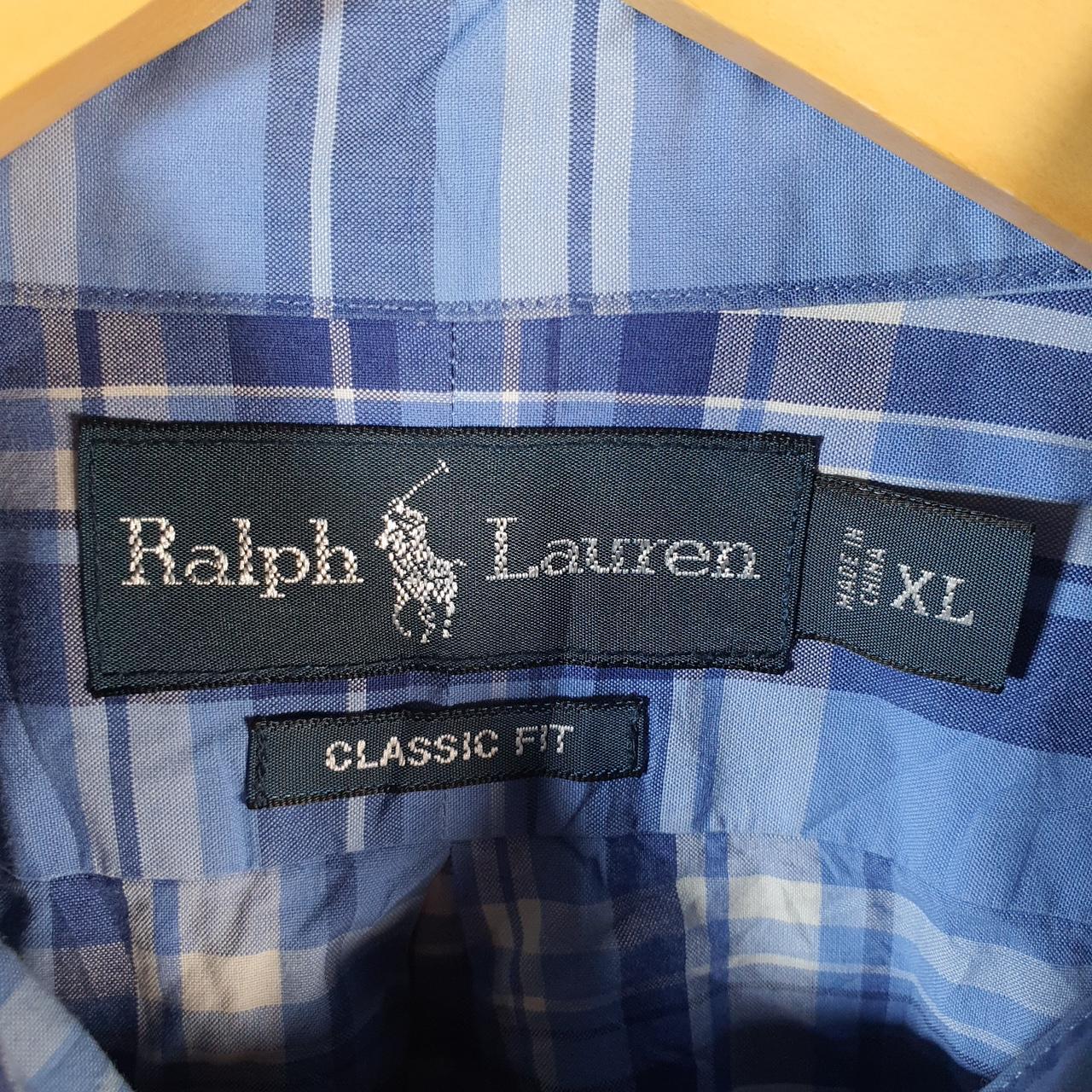 Vintage Ralph Lauren Button Down Shirt Men’s XL Blue Checkered Classic Fit Cotton Pony