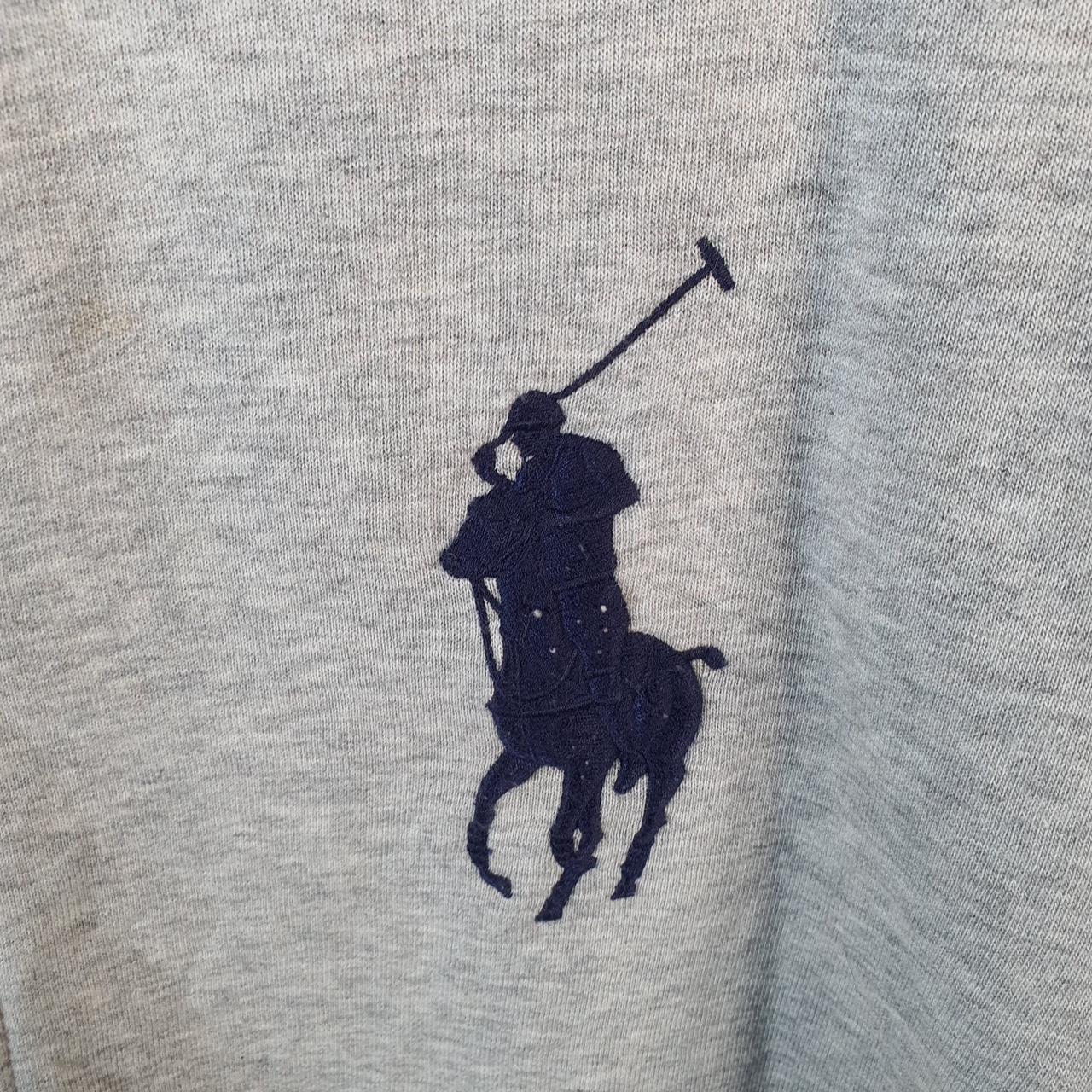 Vintage Ralph Lauren Polo Crest Badge Sweatshirt Men’s XL Grey Cotton Full Zip Pony