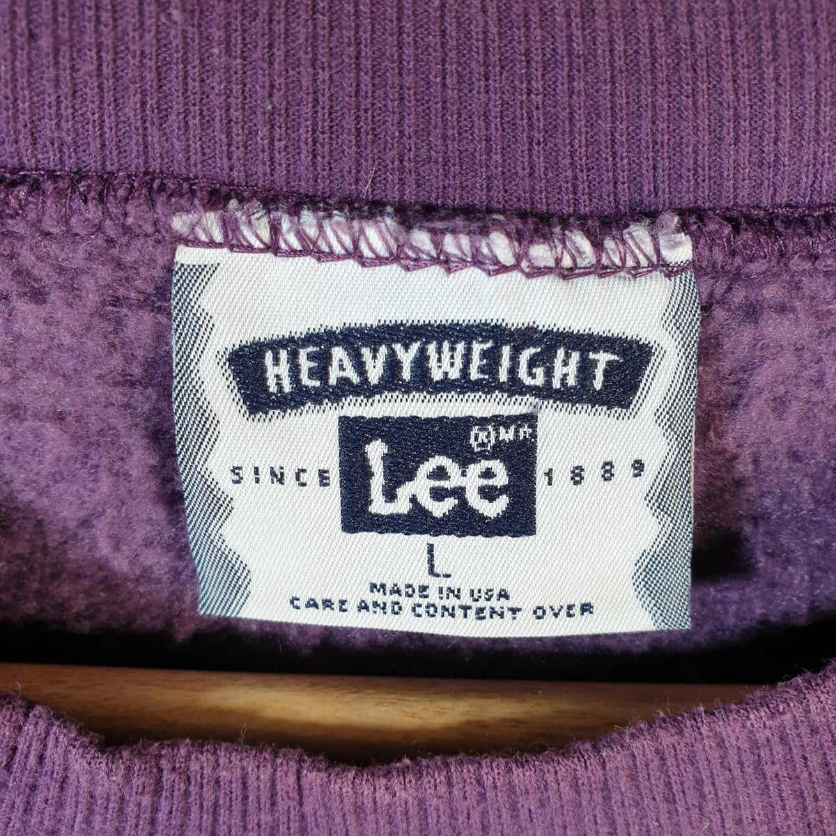 Vintage Lee Heavyweight Sweatshirt Men’s Large Purple USA Pullover Blank Baggy