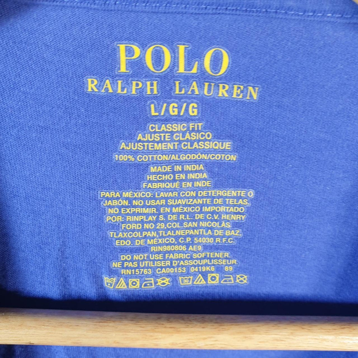 Vintage Ralph Lauren Polo T Shirt Men’s Large Blue Embroidered Classic Fit Pony C9066