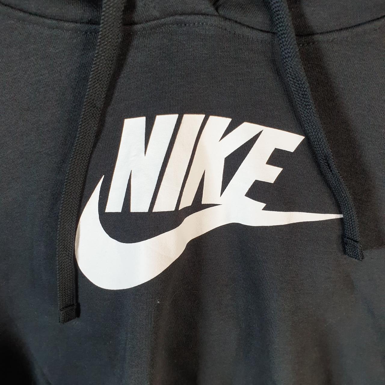 Vintage Nike Cropped Club Hoodie Womens Small Black Swoosh Y2K Pullover