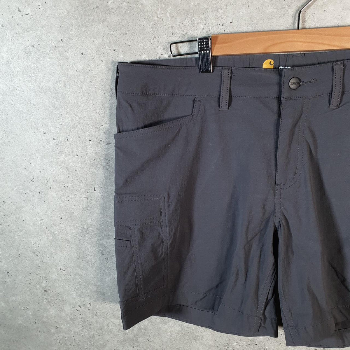Vintage Carhartt Baggy Carpenter Shorts Jorts Cargo Womens W36 Grey Straight Fit Workwear Big Fish Vintage