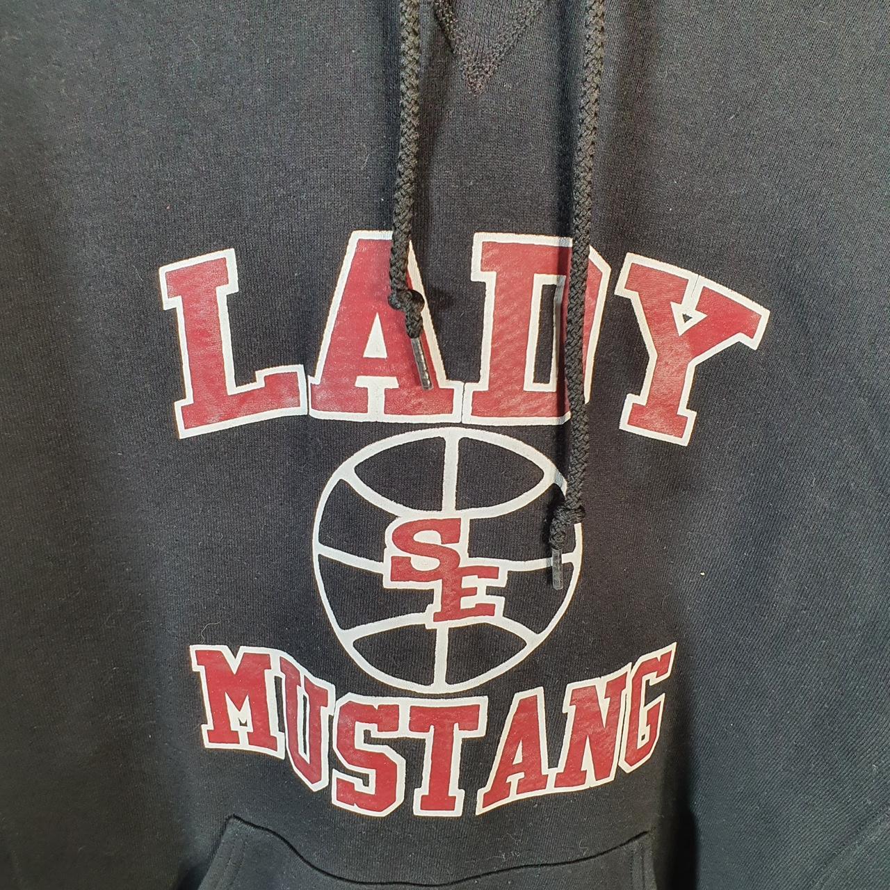 Vintage Russell Athletic Lady Mustang Hoodie Men’s Large Black Pullover Baggy