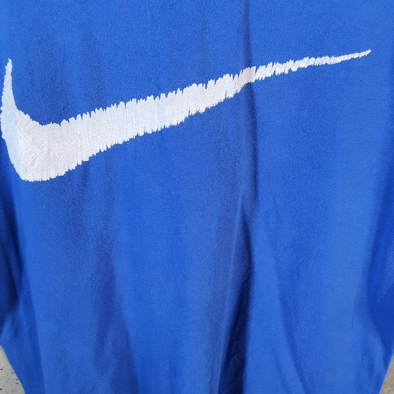 Vintage Nike Graphic Spellout T Shirt Men’s Medium Blue Logo Swoosh Athletic