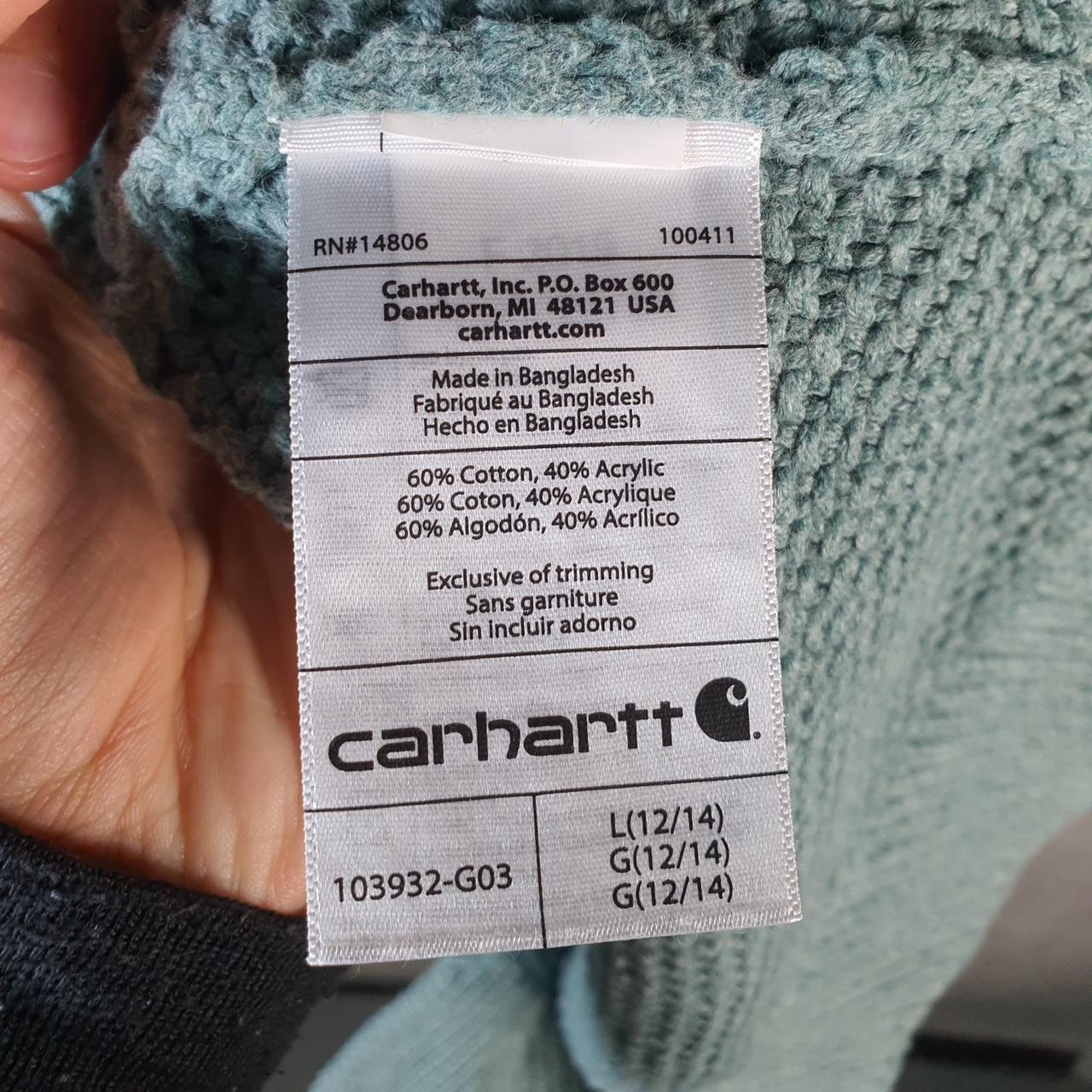 Vintage Carhartt Cable Knit Sweater Womens Large Blue Pullover USA Loose Fit