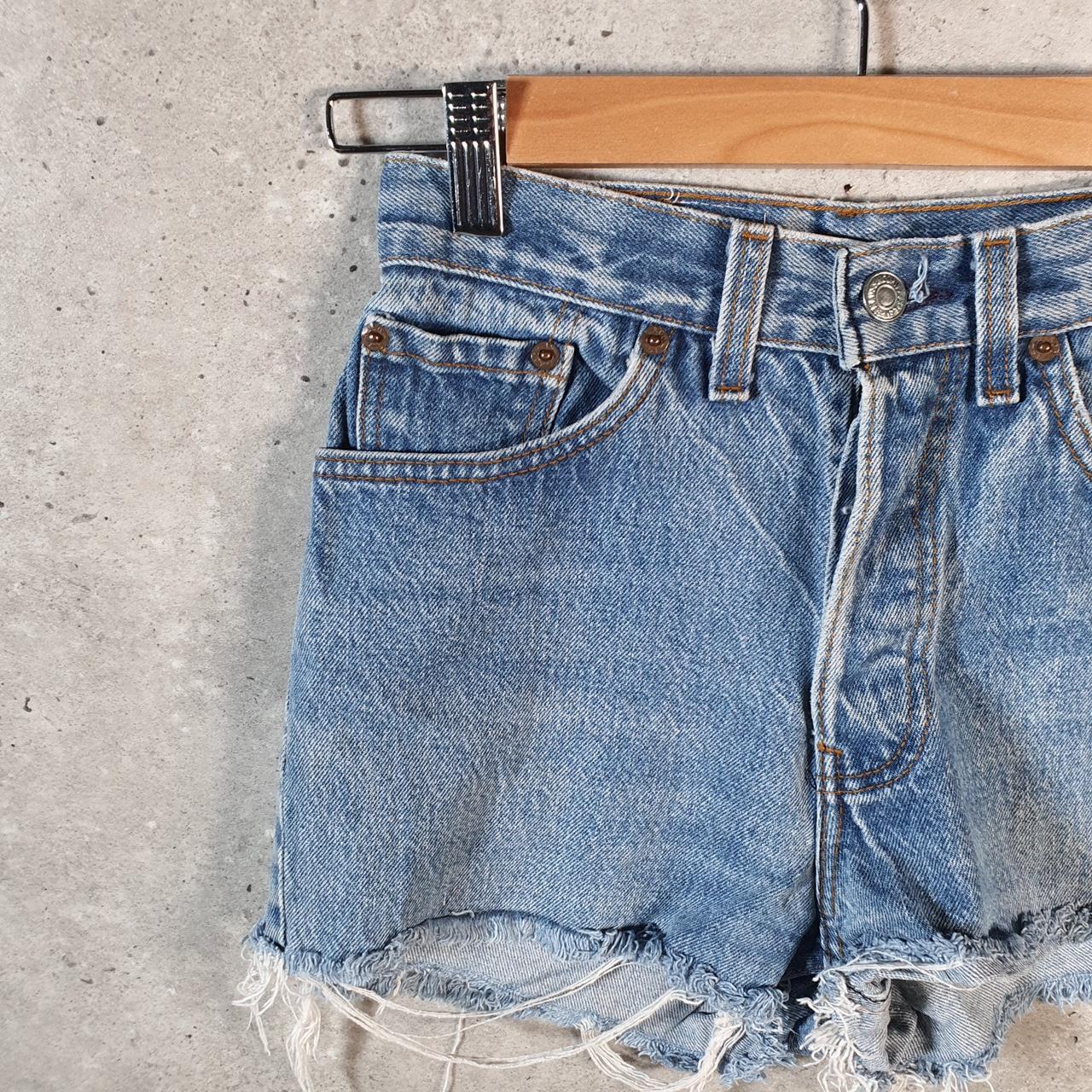 Vintage Levi’s 501 Cut Short Baggy Shorts Jorts Cargo Womens W24 Blue Relaxed Denim A4555