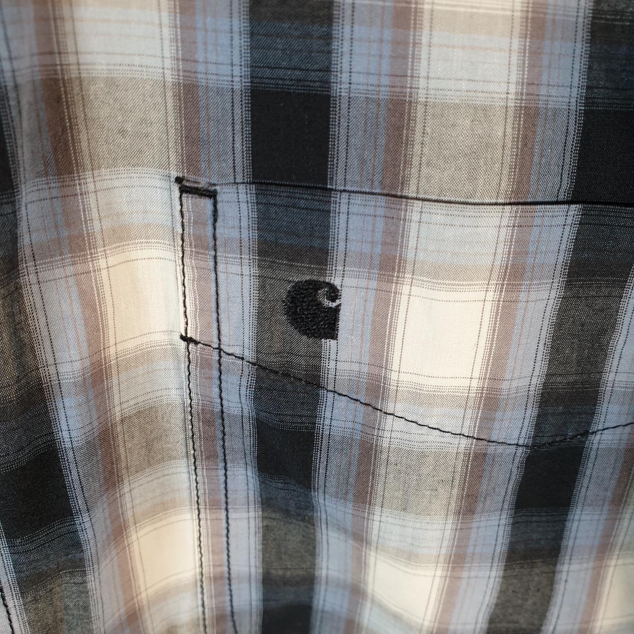 Vintage Carhartt Shirt Button Down Mens Large Blue Checkered Chore Utility Relaxed Big Fish Vintage