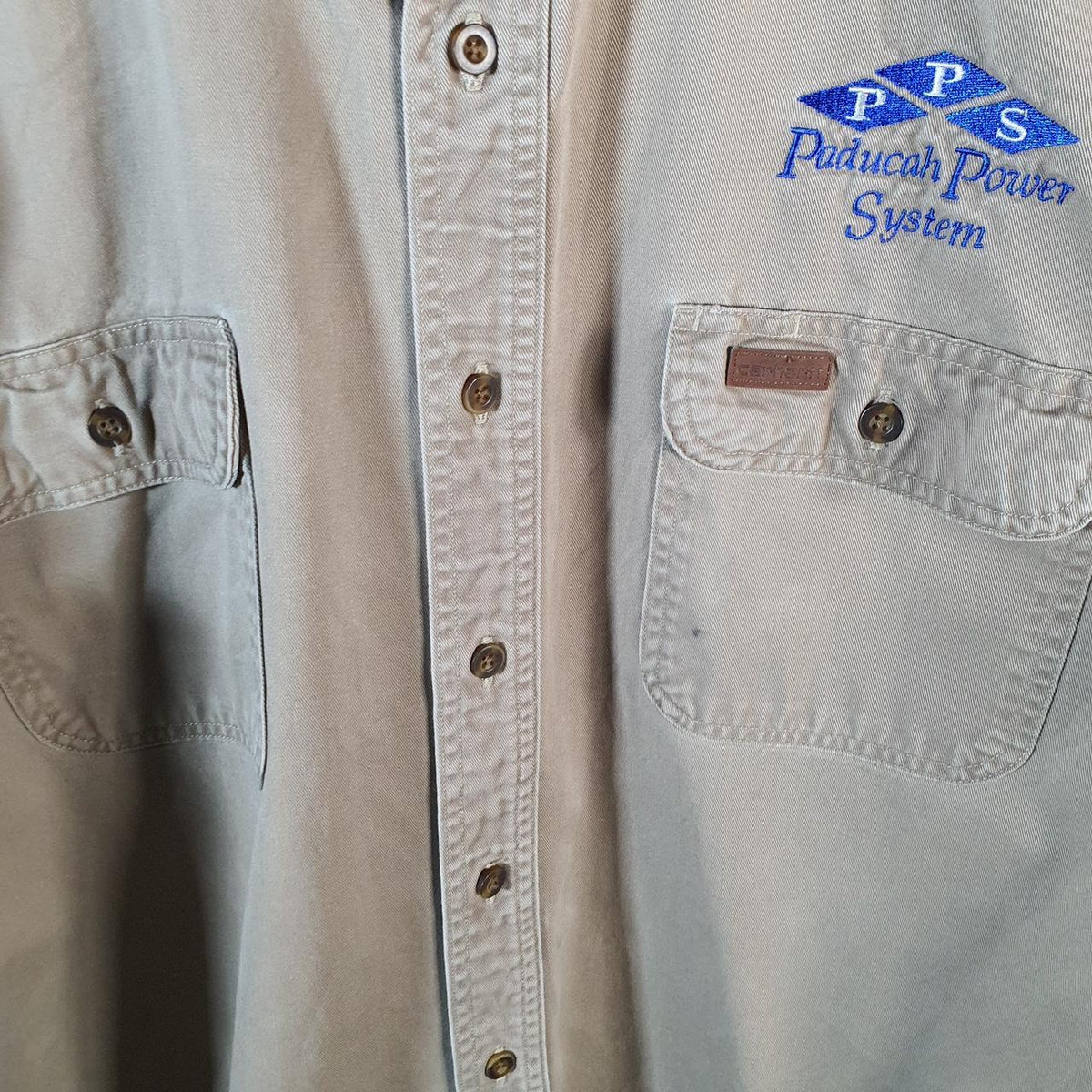 Vintage Carhartt Shirt Button Down Mens XL Brown Long Sleeve Chore Utility Relaxed