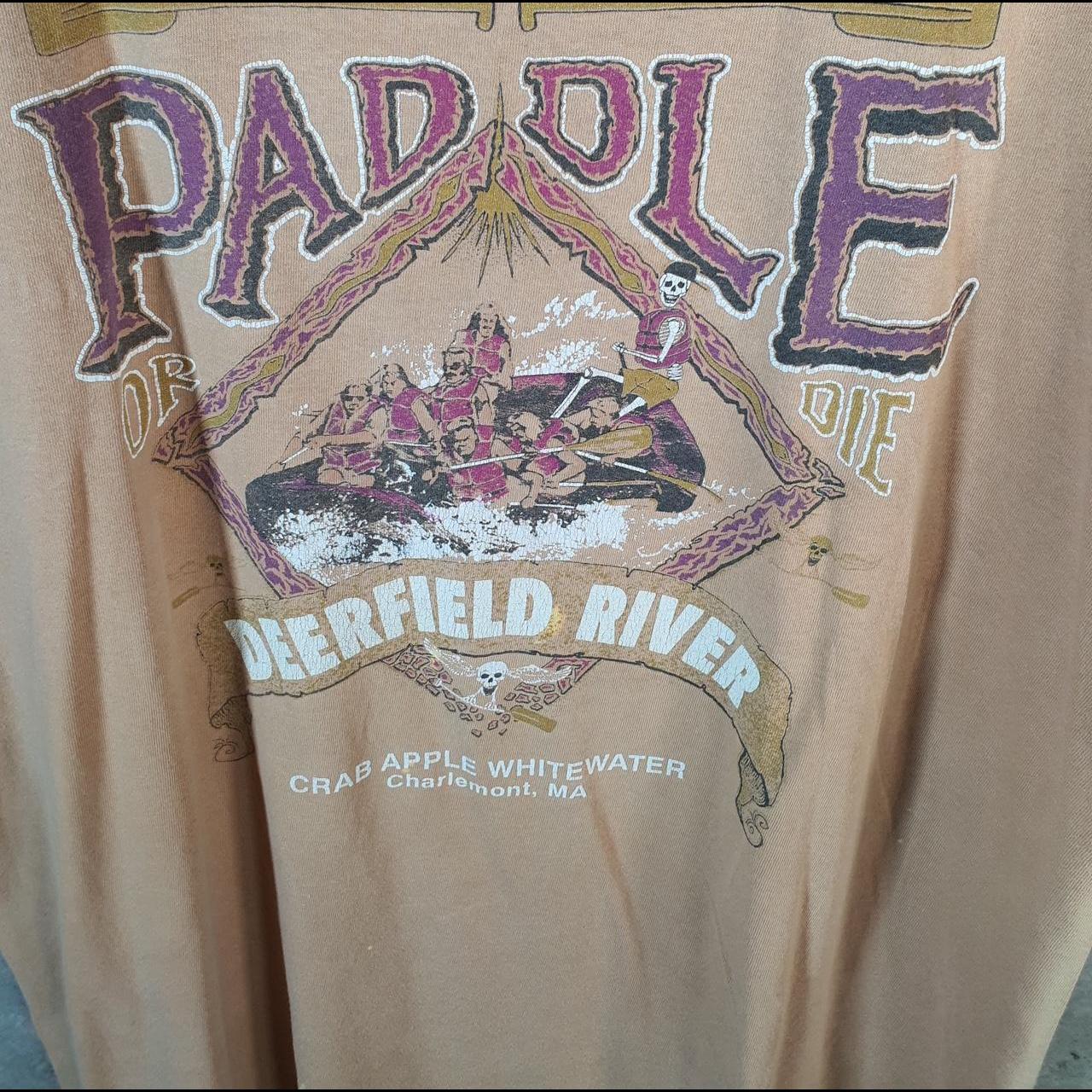 Vintage Paddle Deerfield River Charlemont MA 90s USA Single Stitch T Shirt Men’s XL brown