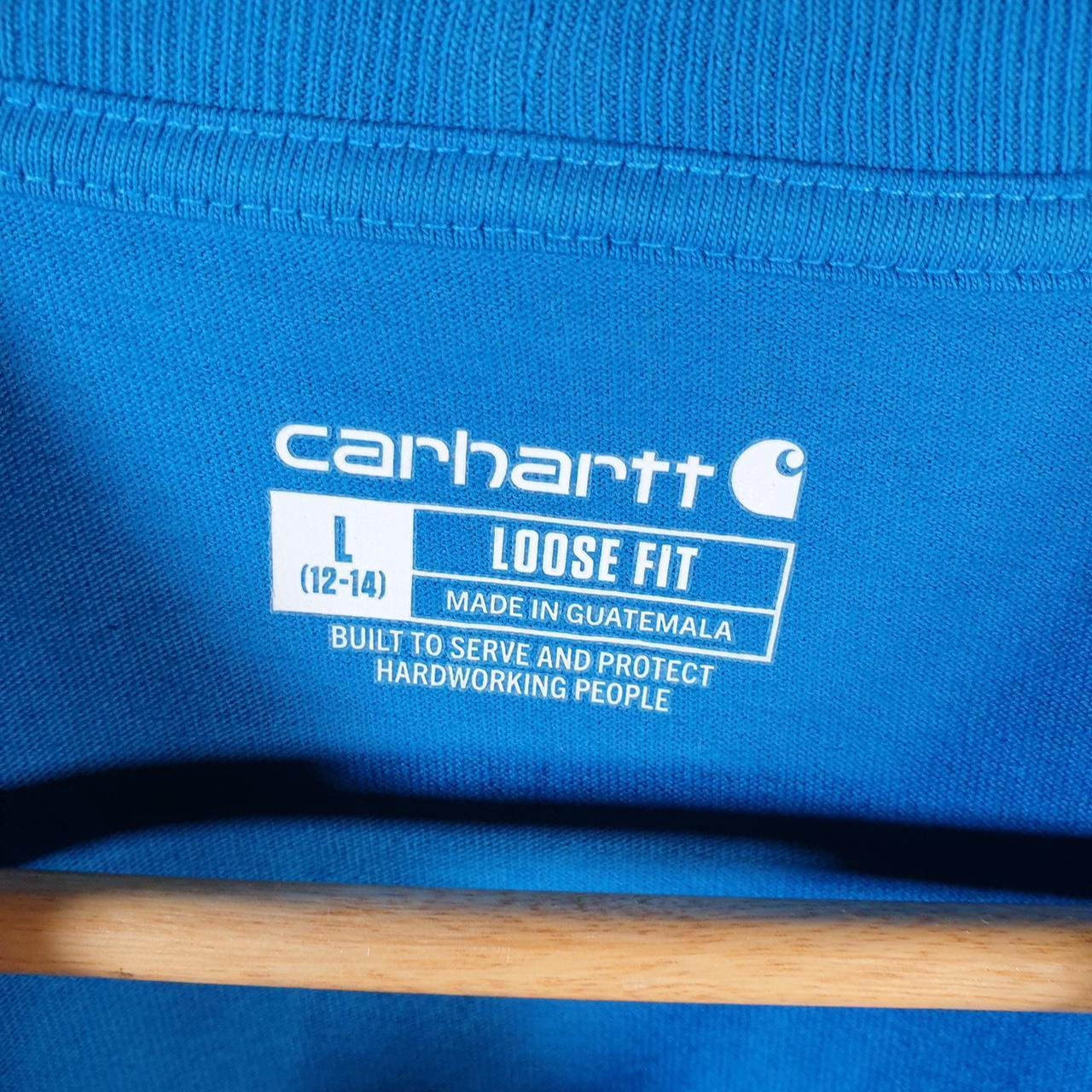 Vintage Carhartt Pocket T Shirt Women’s Large Blue Workwear Chore Utility Loose Fit C9203