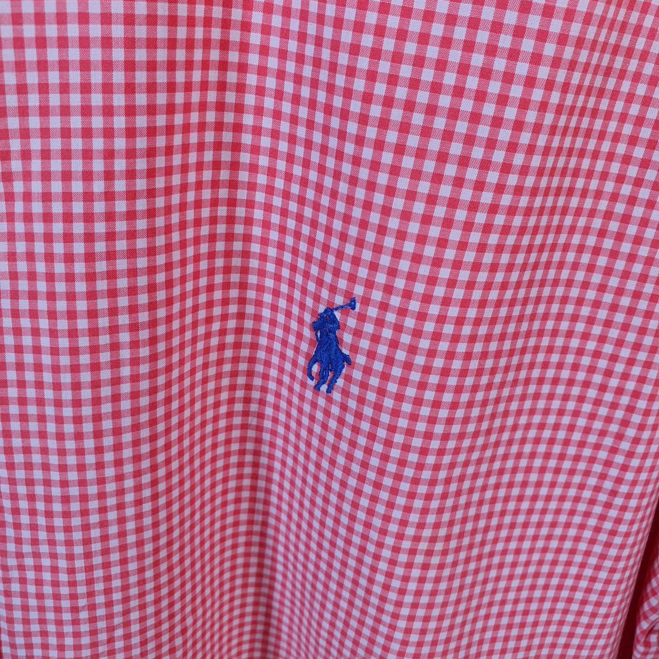 Vintage Ralph Lauren Button Down Shirt Men’s Large Pink Checkered Classic Fit Cotton Pony Big Fish Vintage