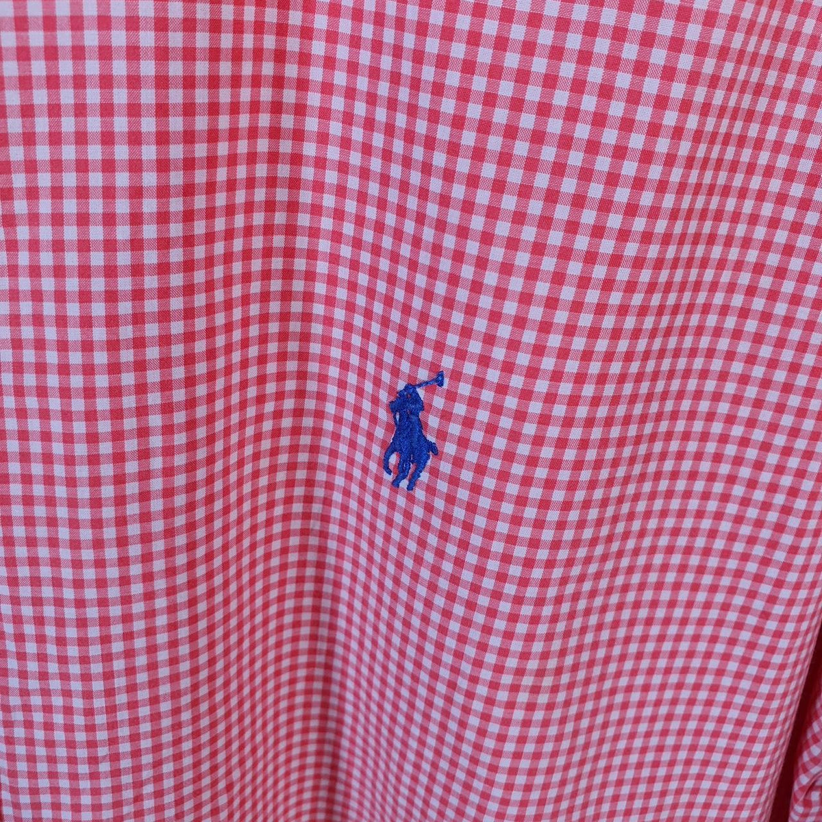 Vintage Ralph Lauren Button Down Shirt Men’s Large Pink Checkered Classic Fit Cotton Pony Big Fish Vintage
