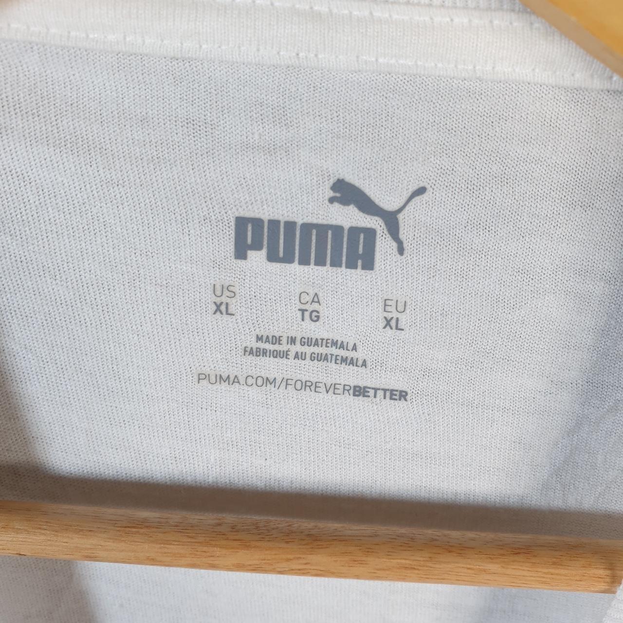 Vintage Puma Spellout T Shirt Mens XL White sports Logo Athletic