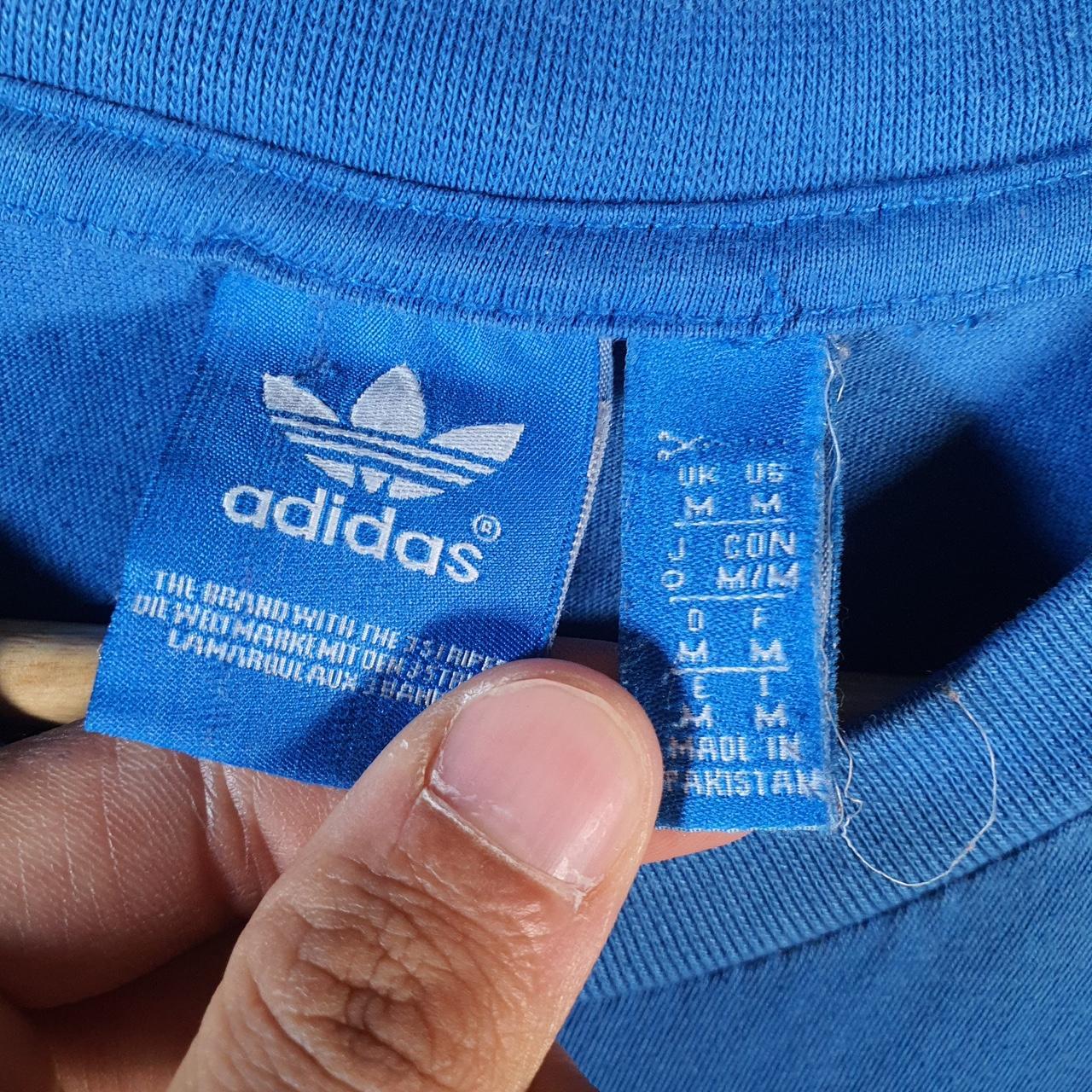 Vintage Adidas Trefoil Retro T Shirt Men’s Medium Blue Three Stripes Logo Athletic