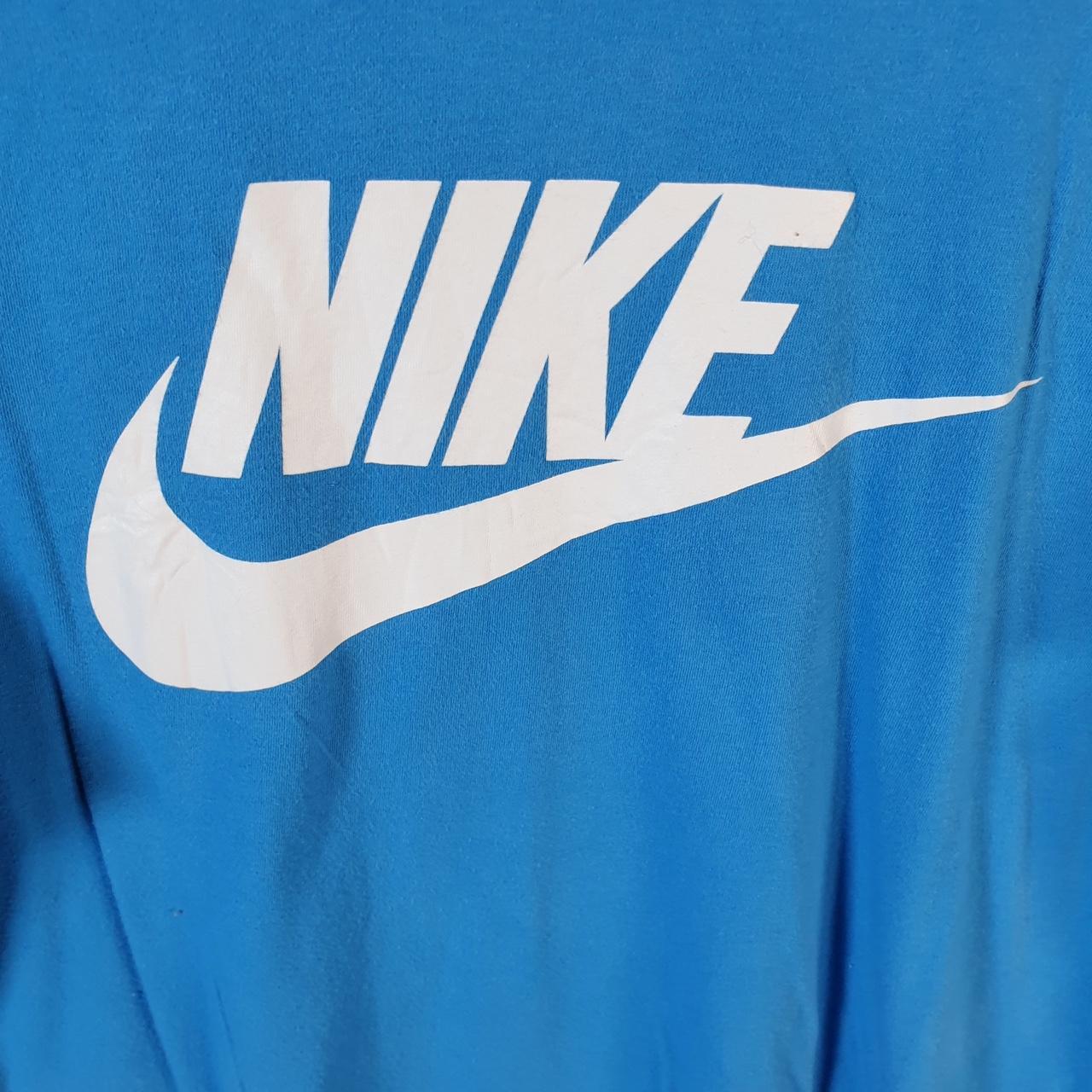 Vintage Nike Spellout Club T Shirt Men’s Medium Blue Logo Swoosh Athletic